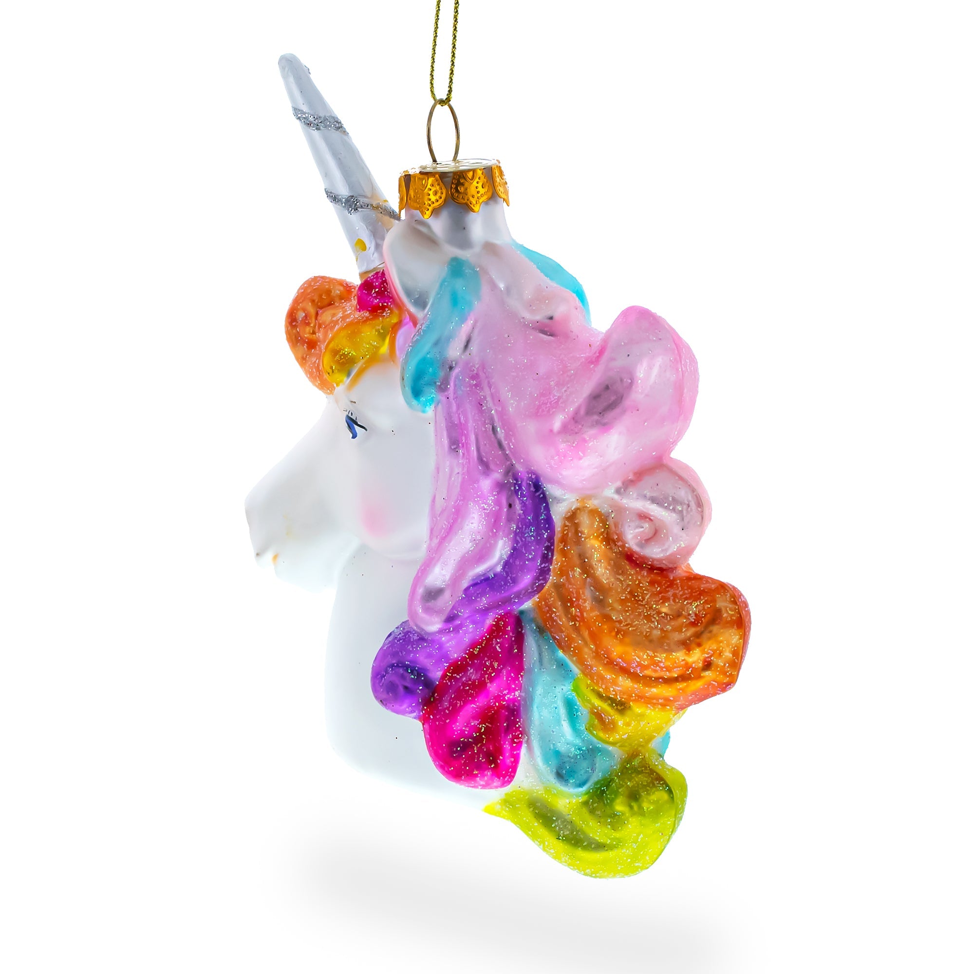 Rainbow Unicorn Glass Christmas Ornament