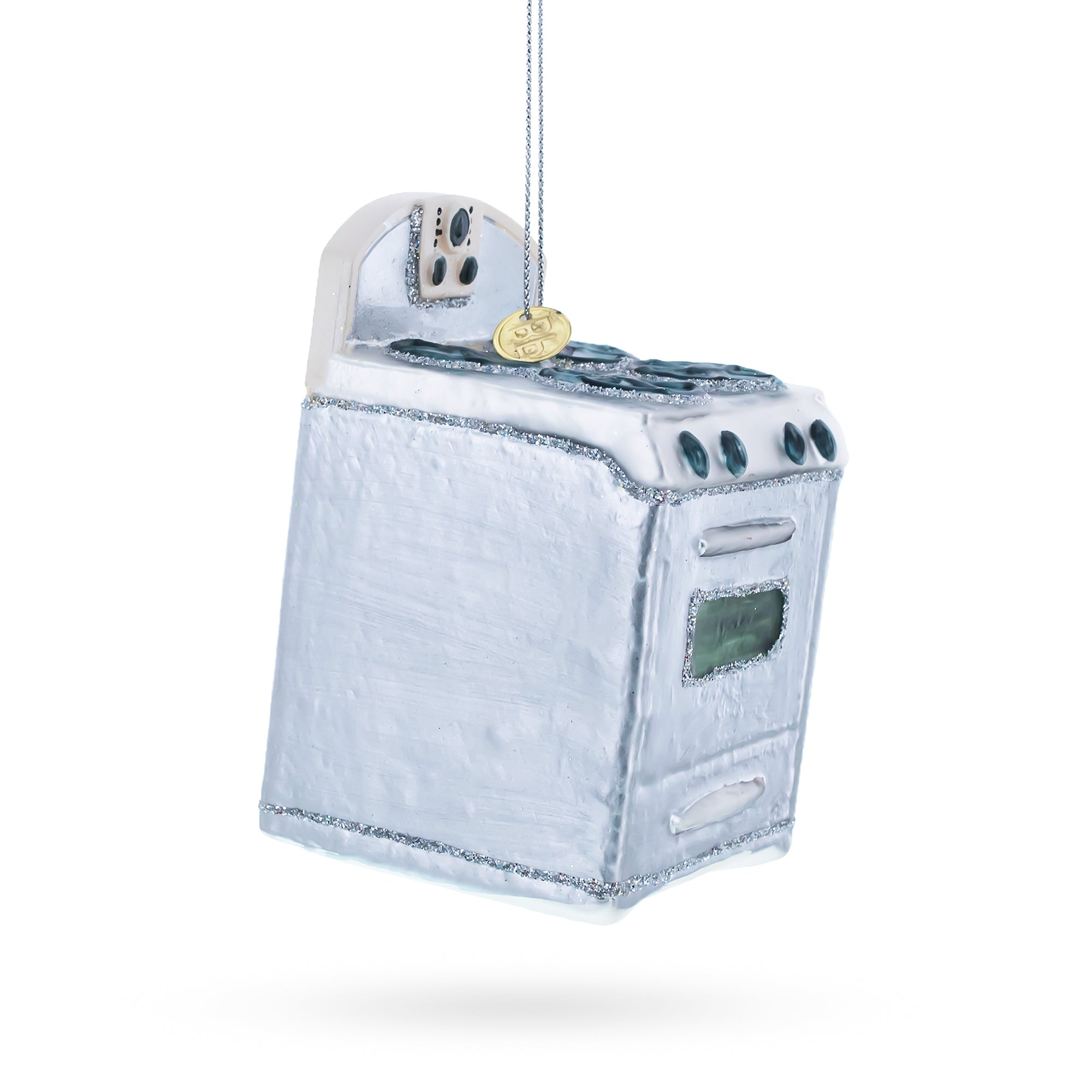 Silver Oven Stove Range Glass Christmas Ornament
