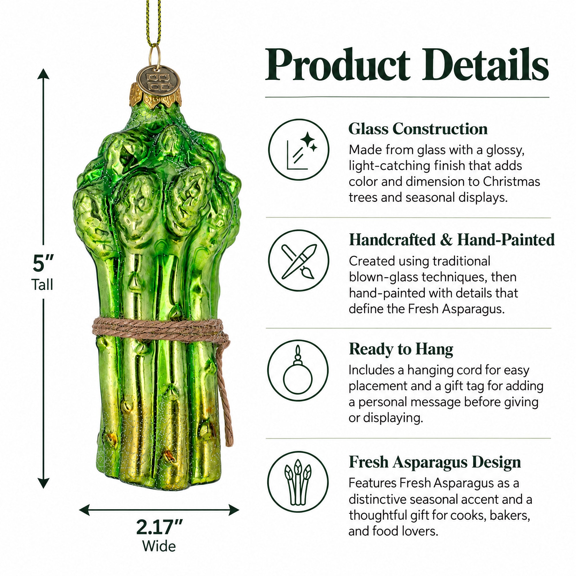 Fresh Asparagus Glass Christmas Ornament