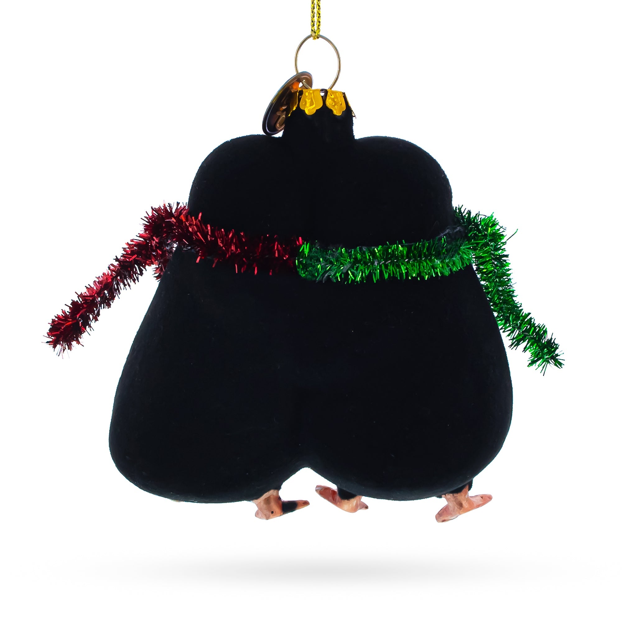 Penguin Couple in Love Glass Christmas Ornament