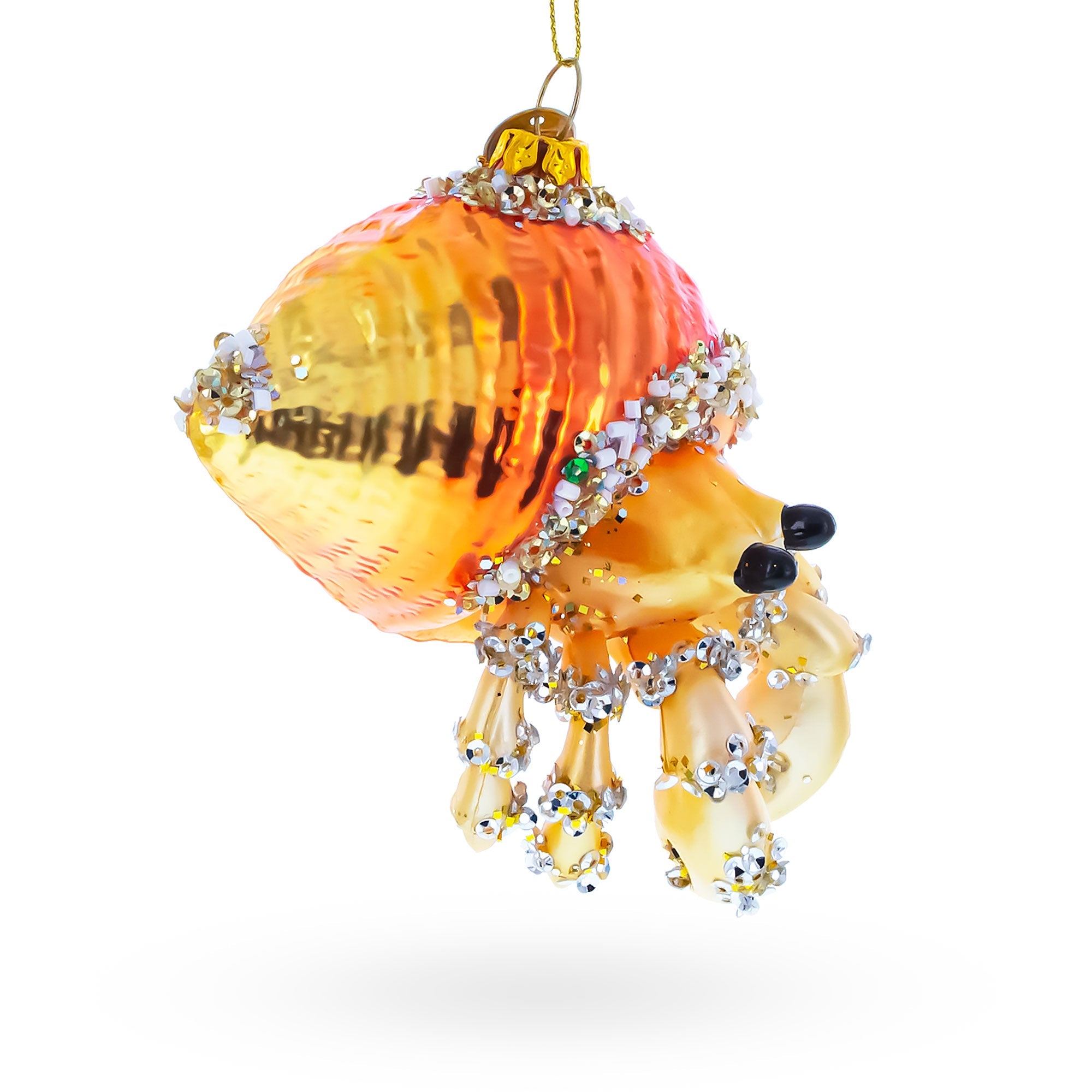 Orange Crab Glass Christmas Ornament