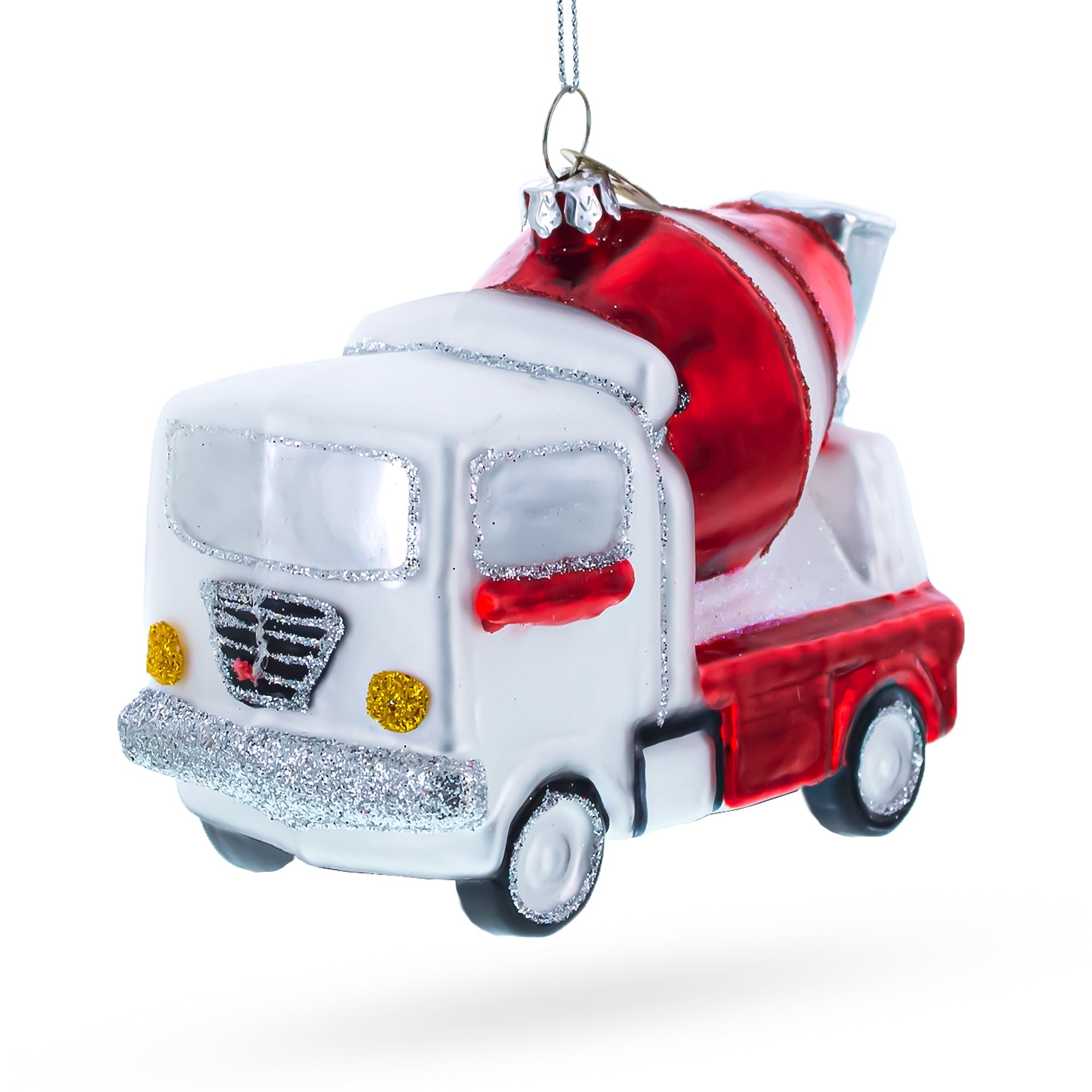 Concrete Mixer Glass Christmas Ornament