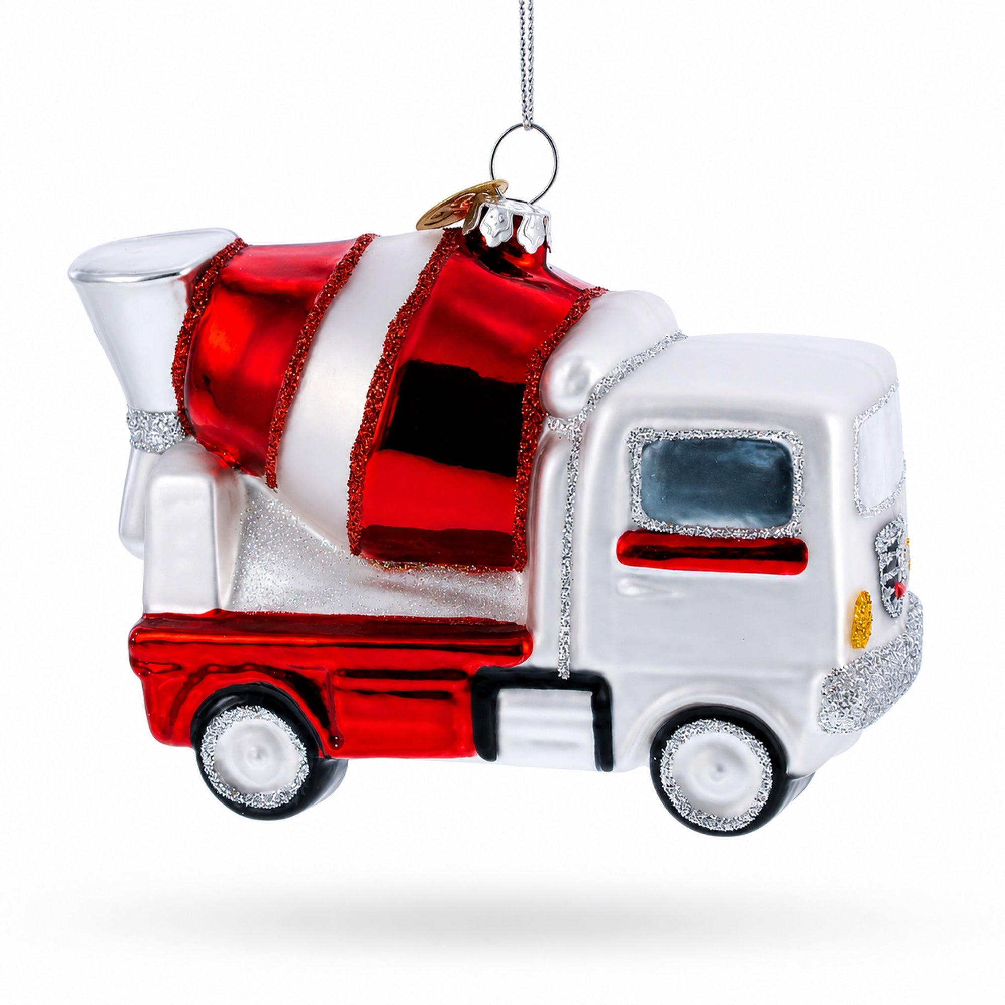Concrete Mixer Glass Christmas Ornament