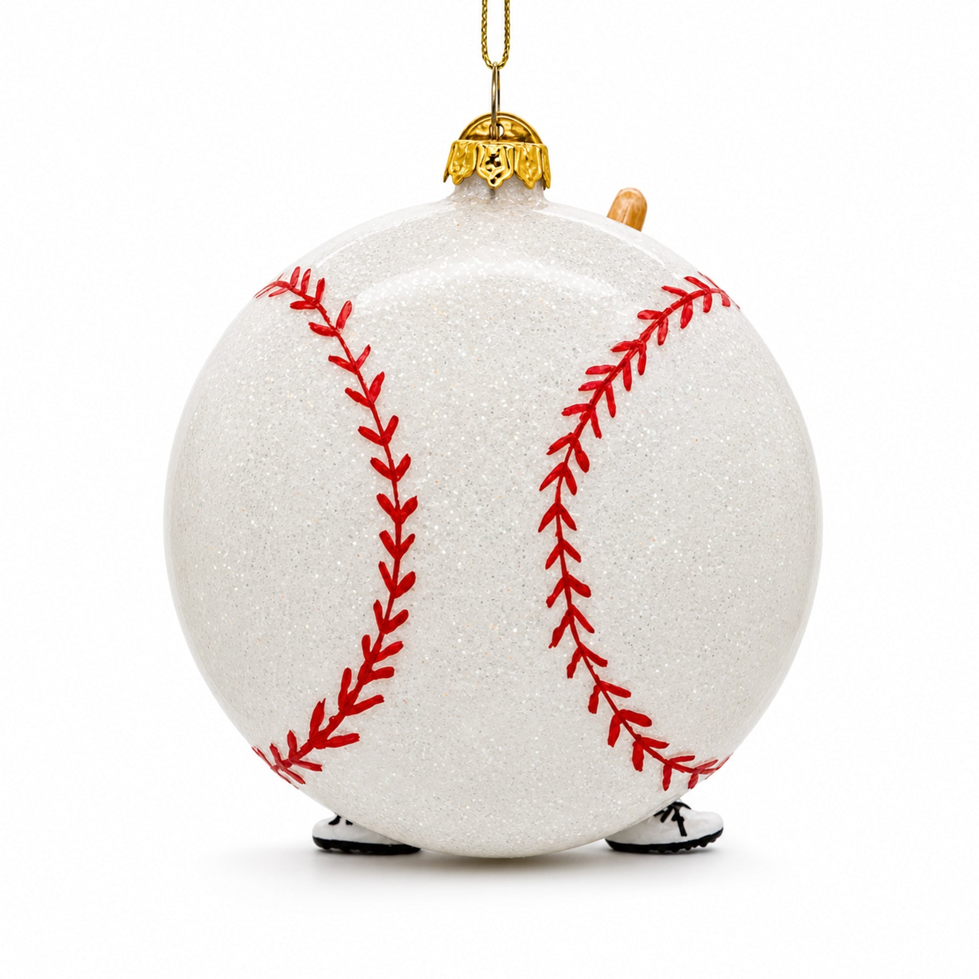 Baseball Player Glass Christmas Ornament