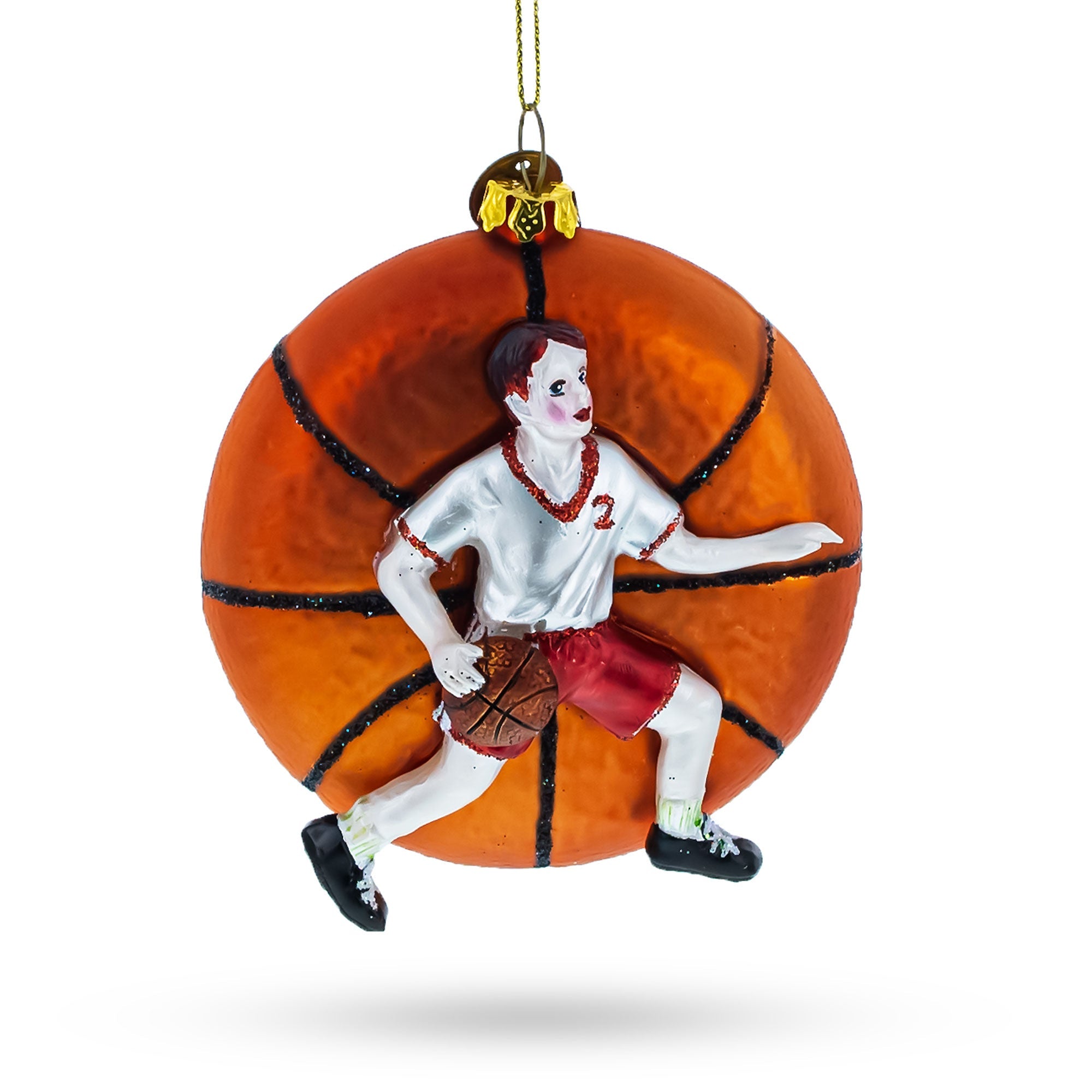 Basketball Player Glass Christmas Ornament