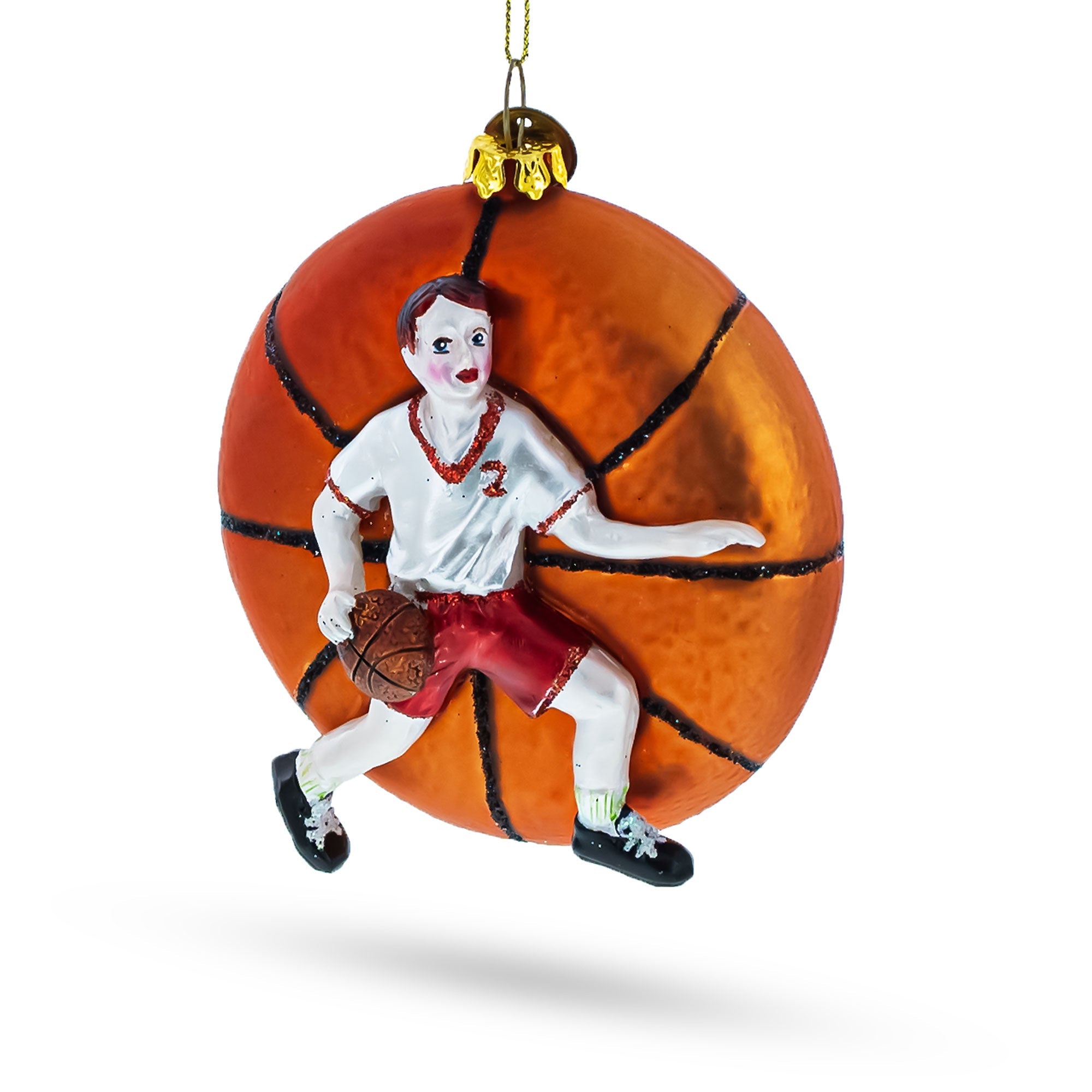 Basketball Player Glass Christmas Ornament