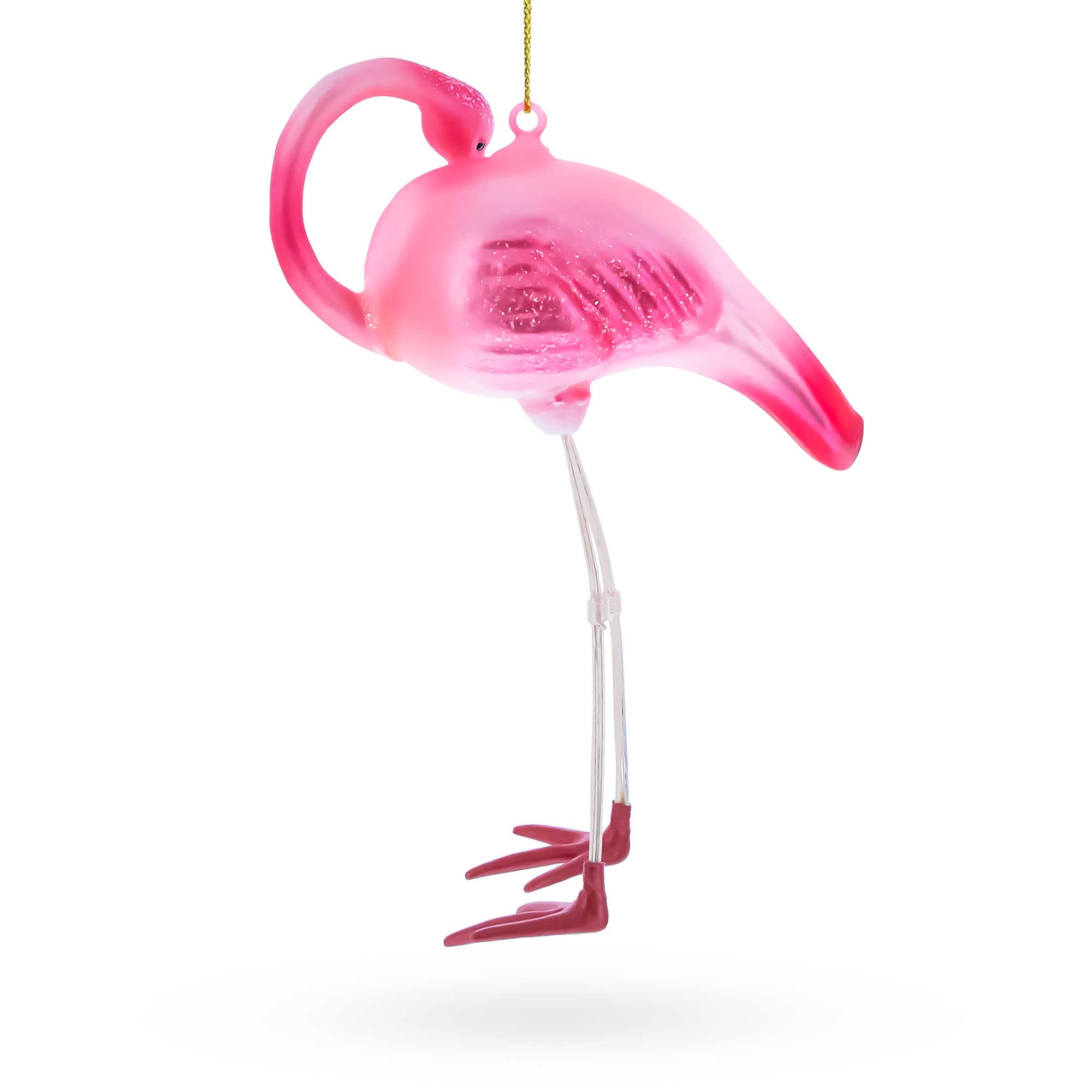Pink Flamingo Glass Christmas Ornament