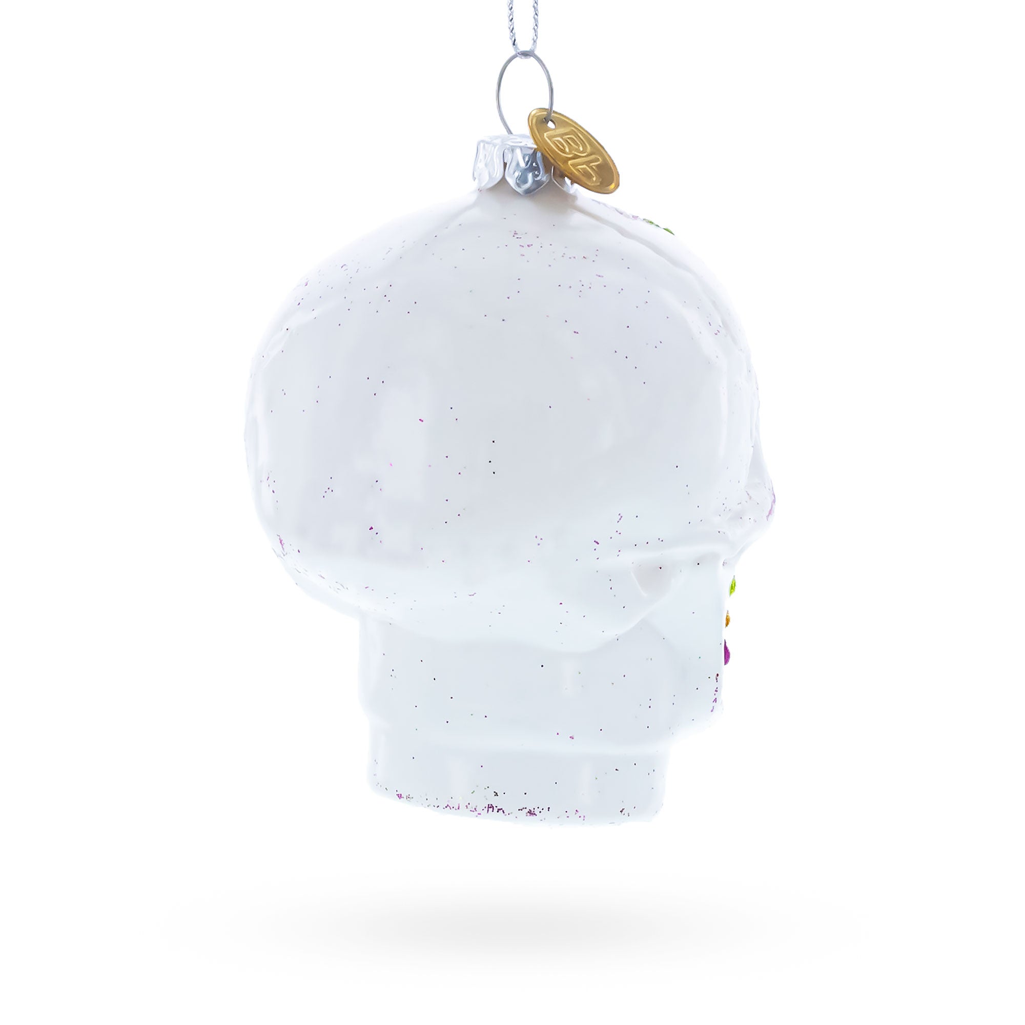White Skull Glass Christmas Ornament