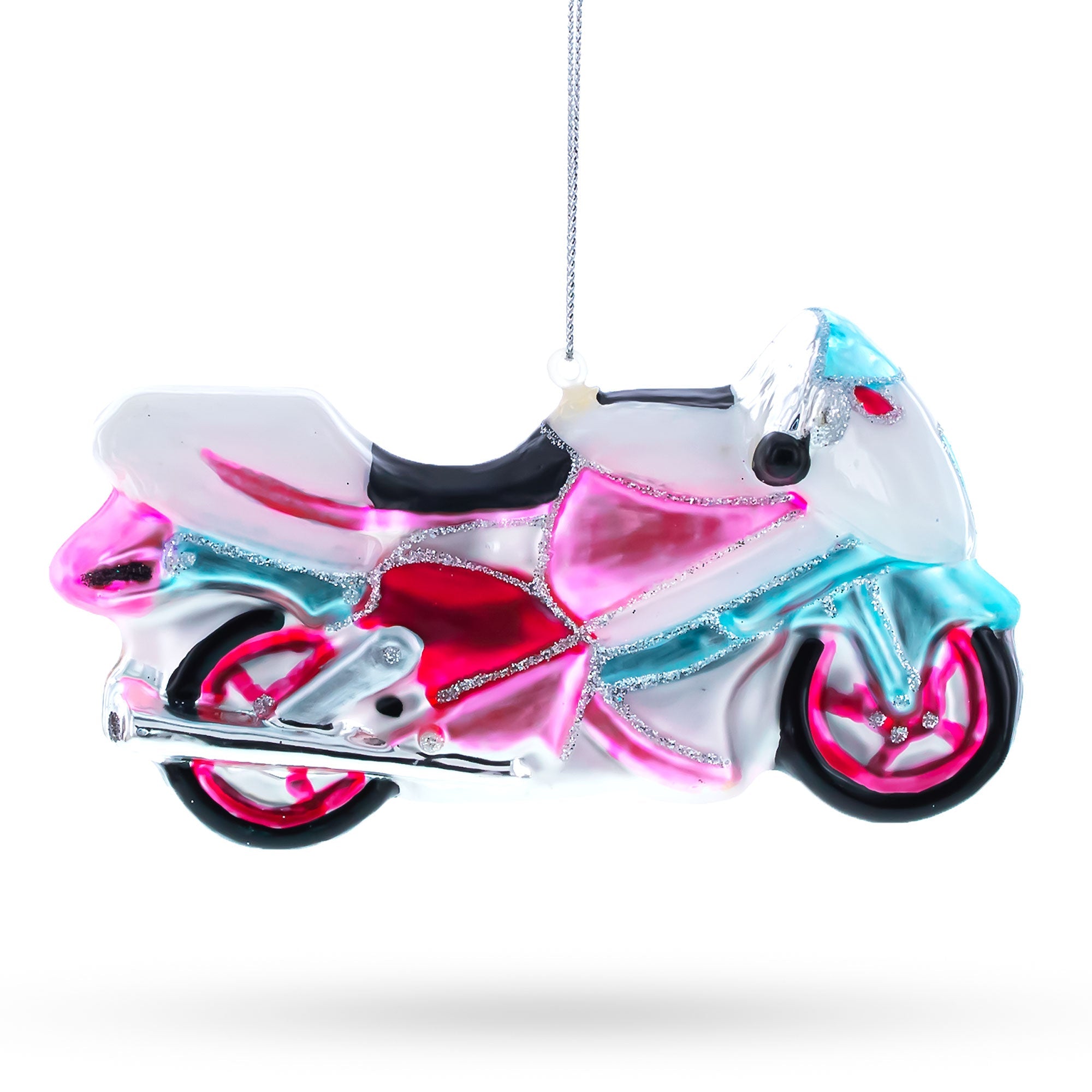Motorcycle Glass Christmas Ornament