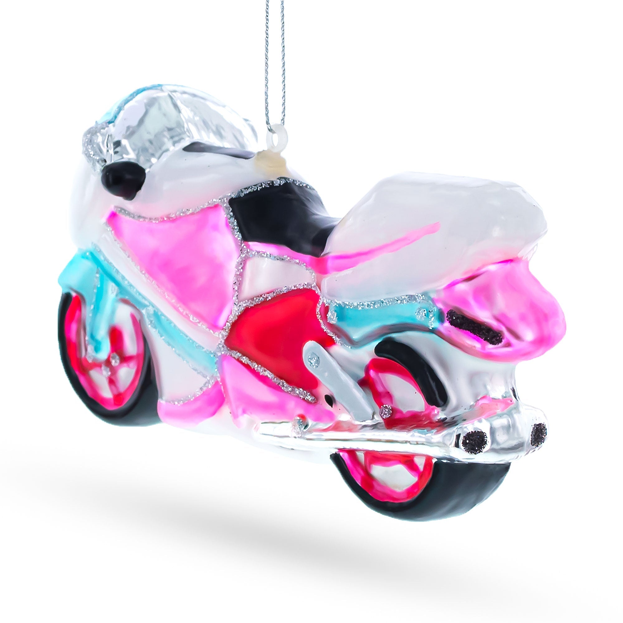 Motorcycle Glass Christmas Ornament