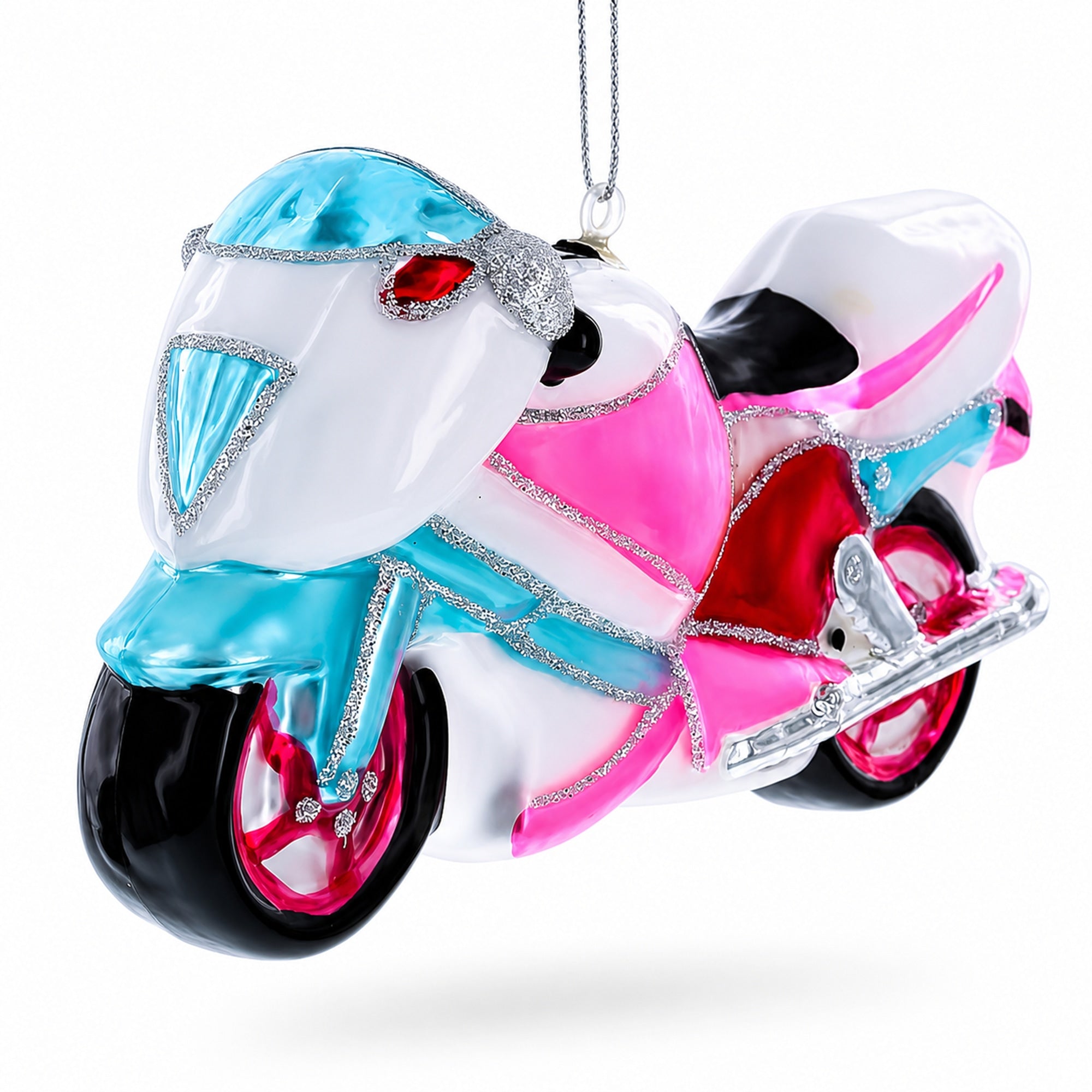 Motorcycle Glass Christmas Ornament