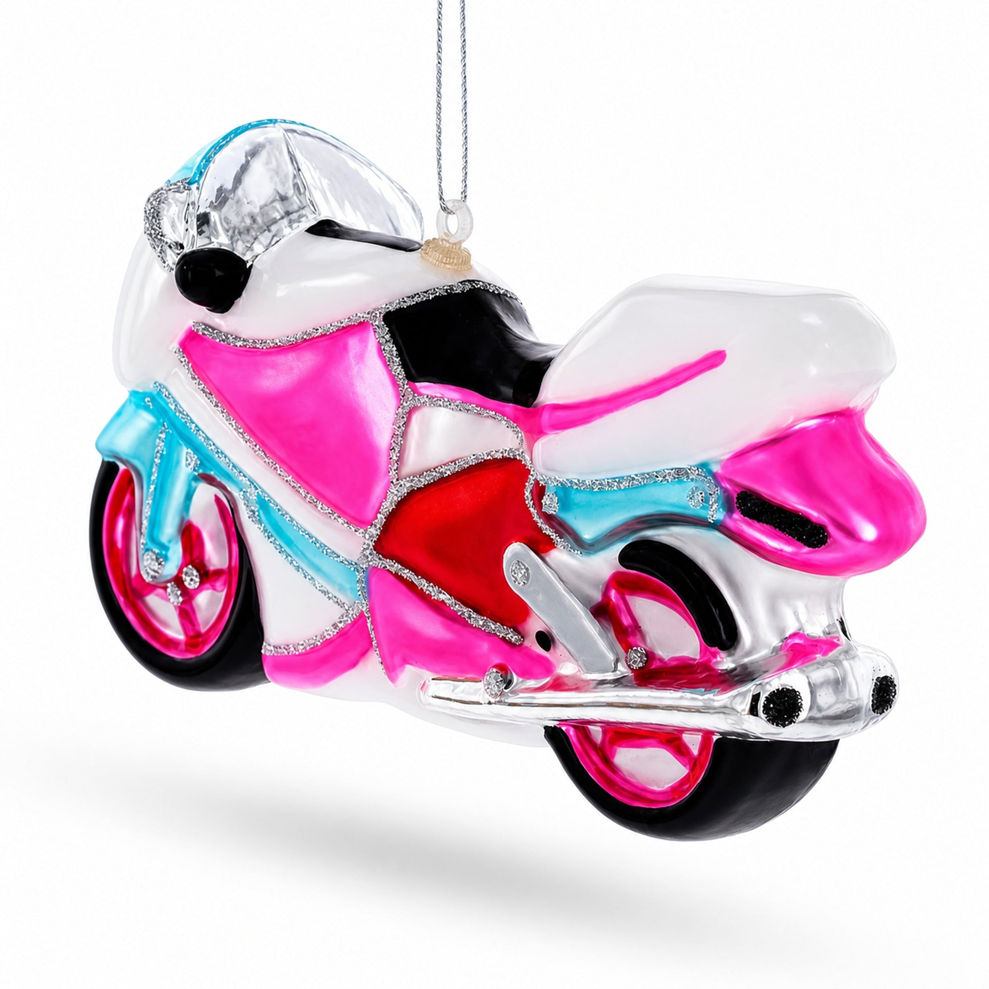 Motorcycle Glass Christmas Ornament