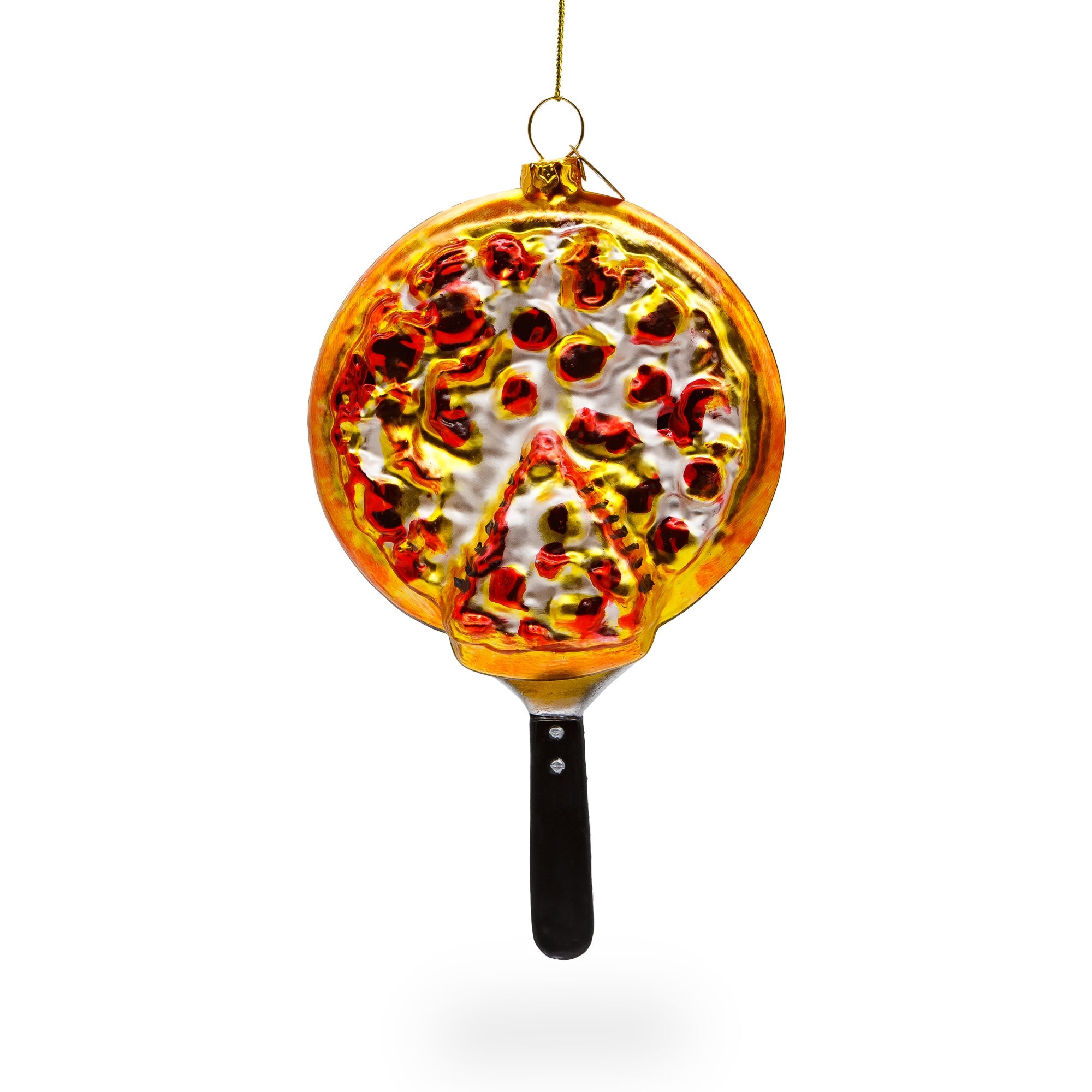 Pepperoni Pizza Glass Christmas Ornament