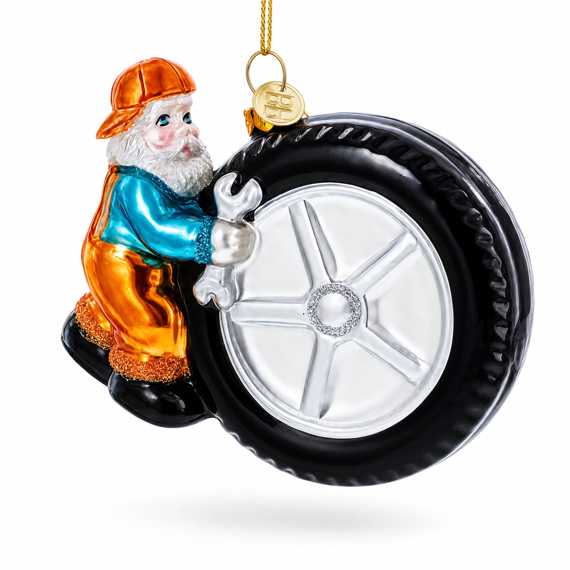 Tire Repair Mechanic Glass Christmas Ornament