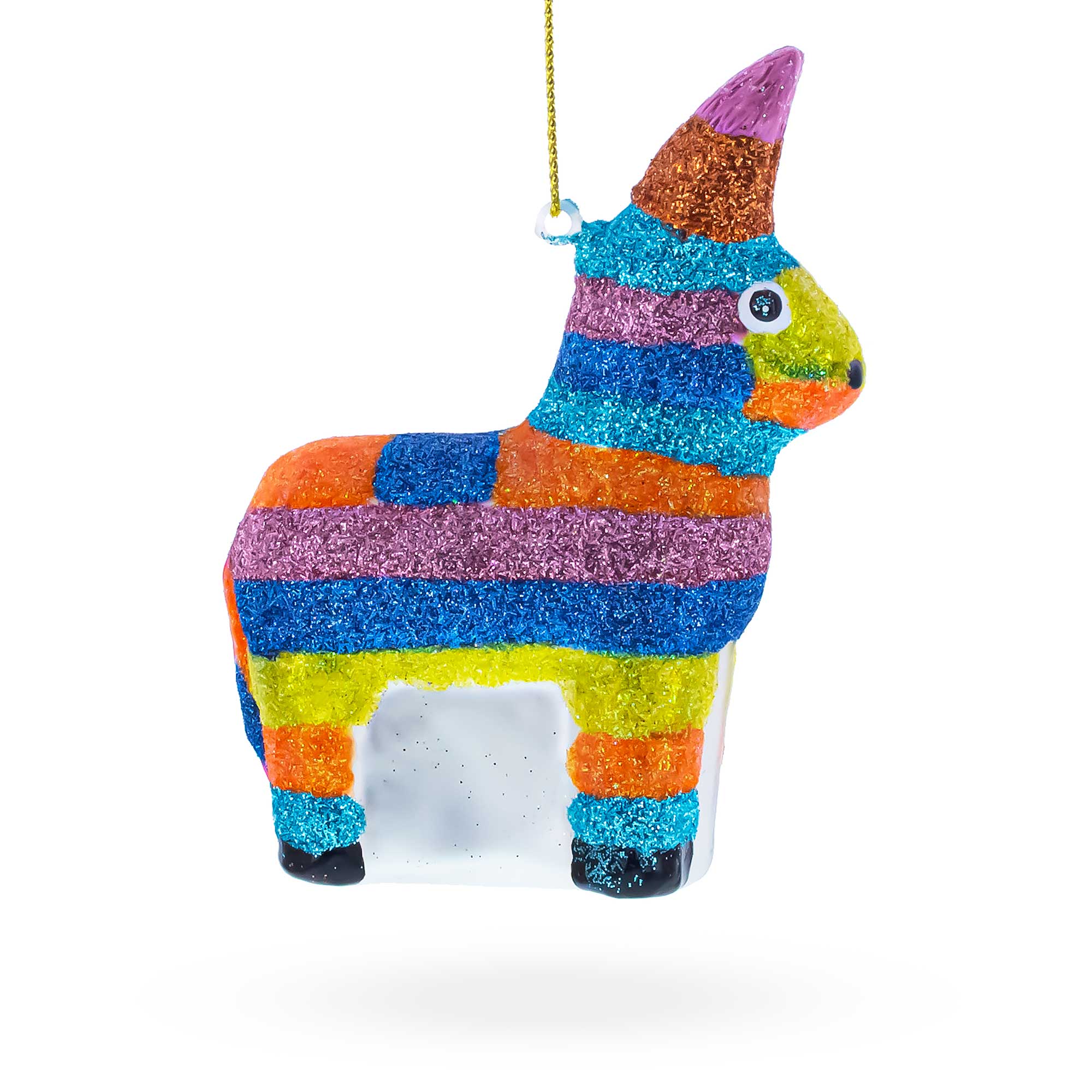 Donkey Pinata Glass Christmas Ornament
