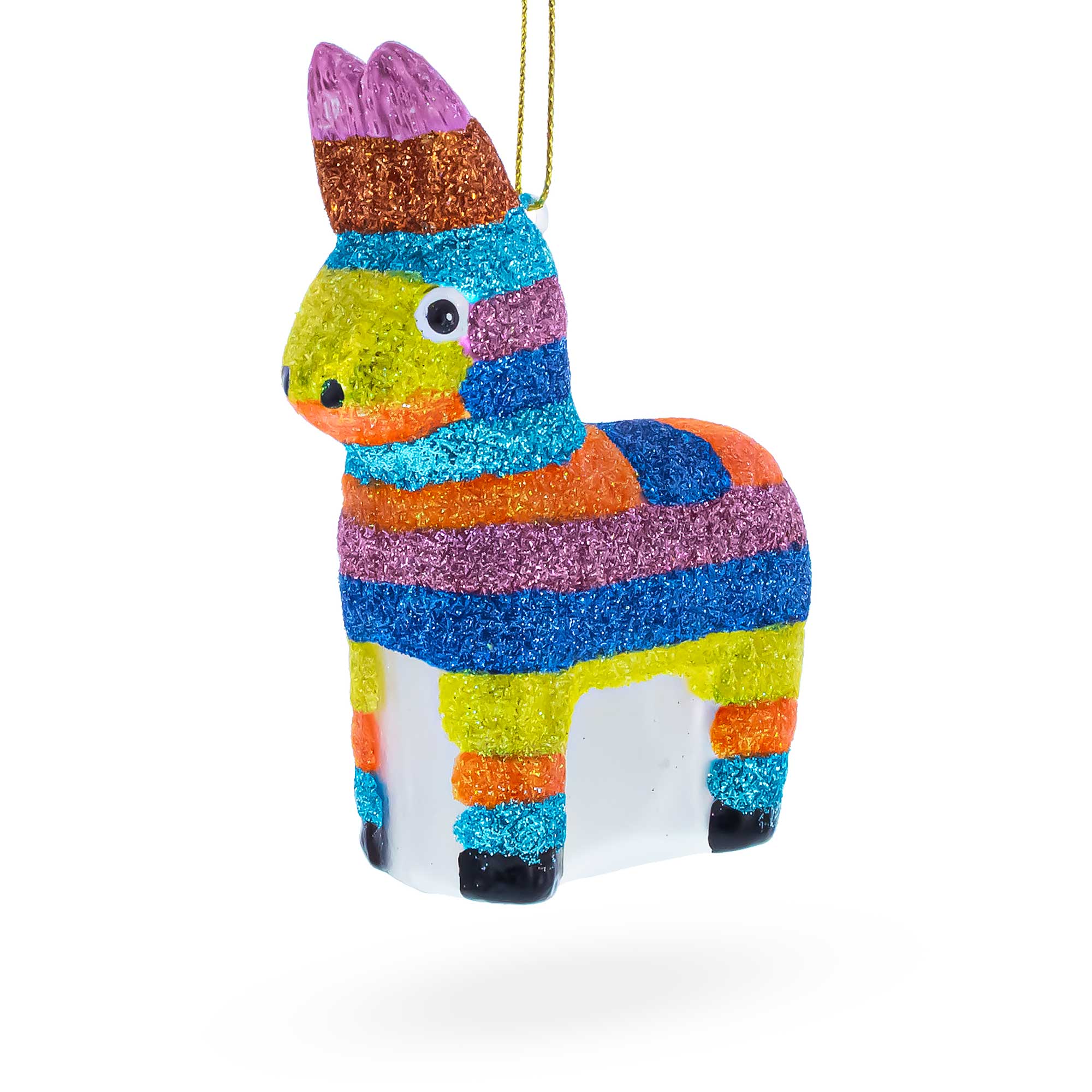 Donkey Pinata Glass Christmas Ornament