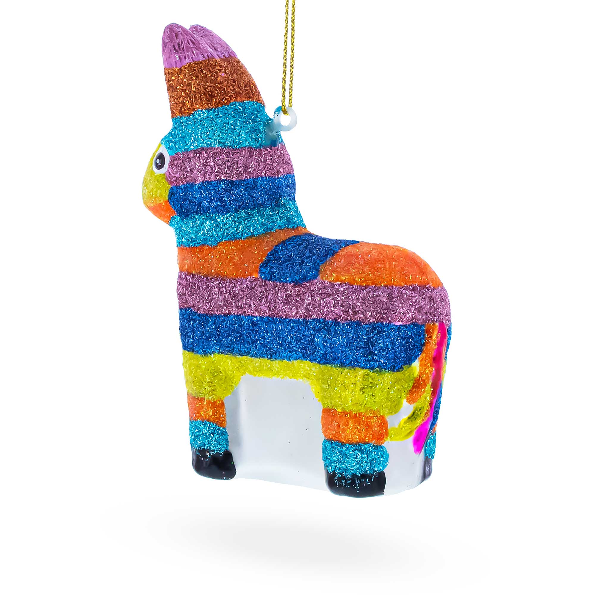 Donkey Pinata Glass Christmas Ornament