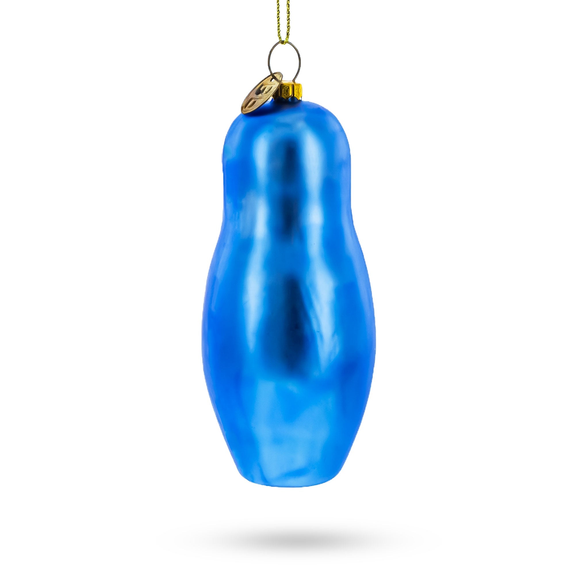 Blue Doll with Flower Glass Christmas Ornament