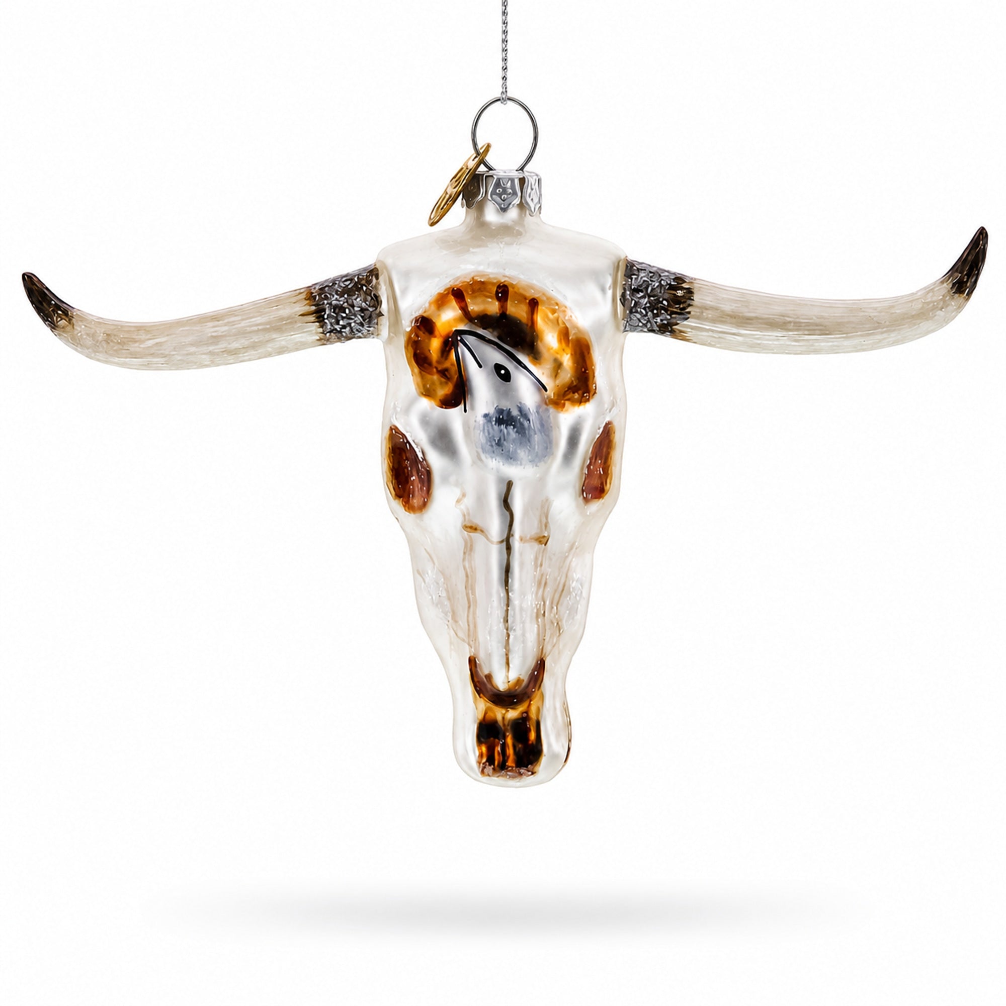 Cow Skull Glass Christmas Ornament
