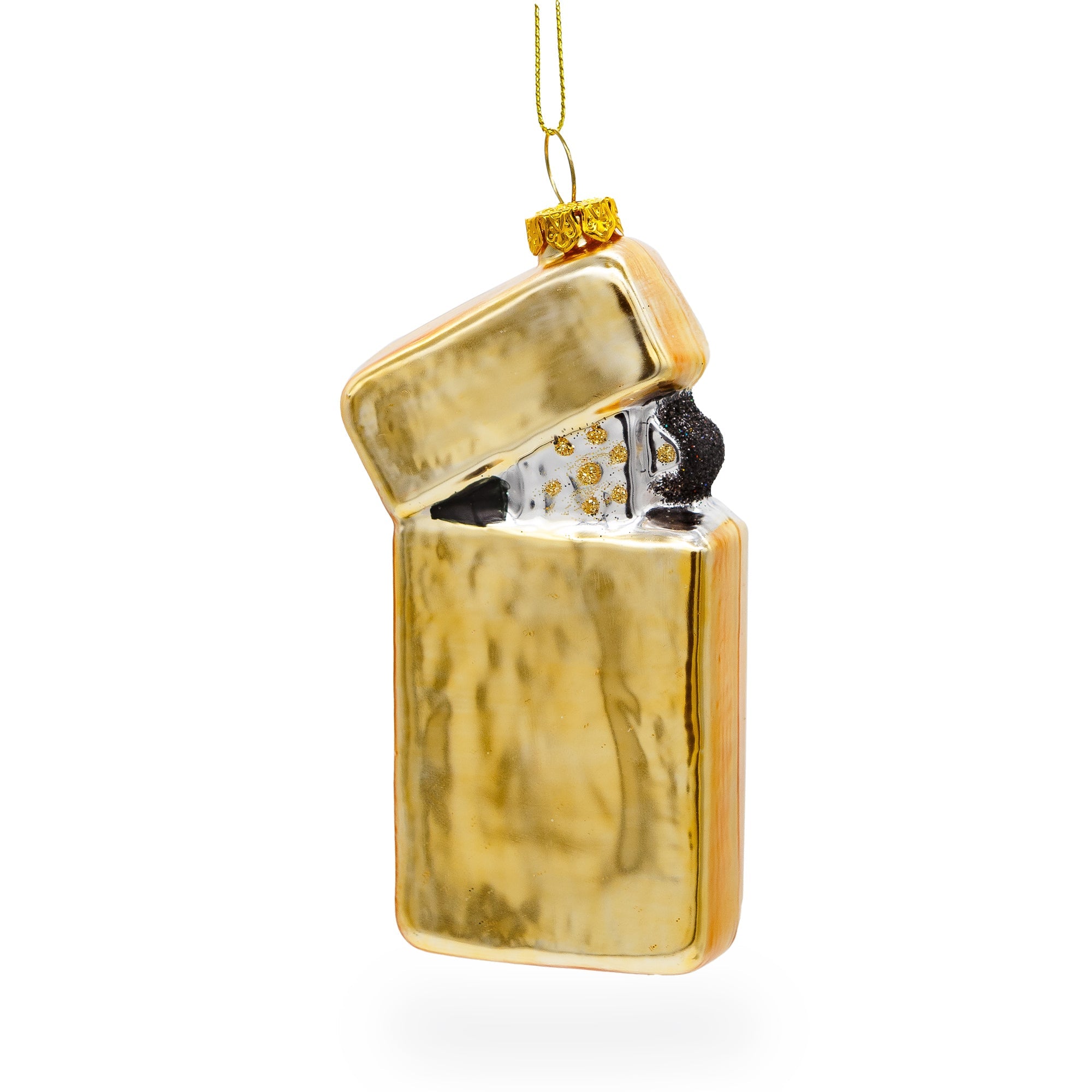 Lighter with USA Flag and Eagle Glass Christmas Ornament