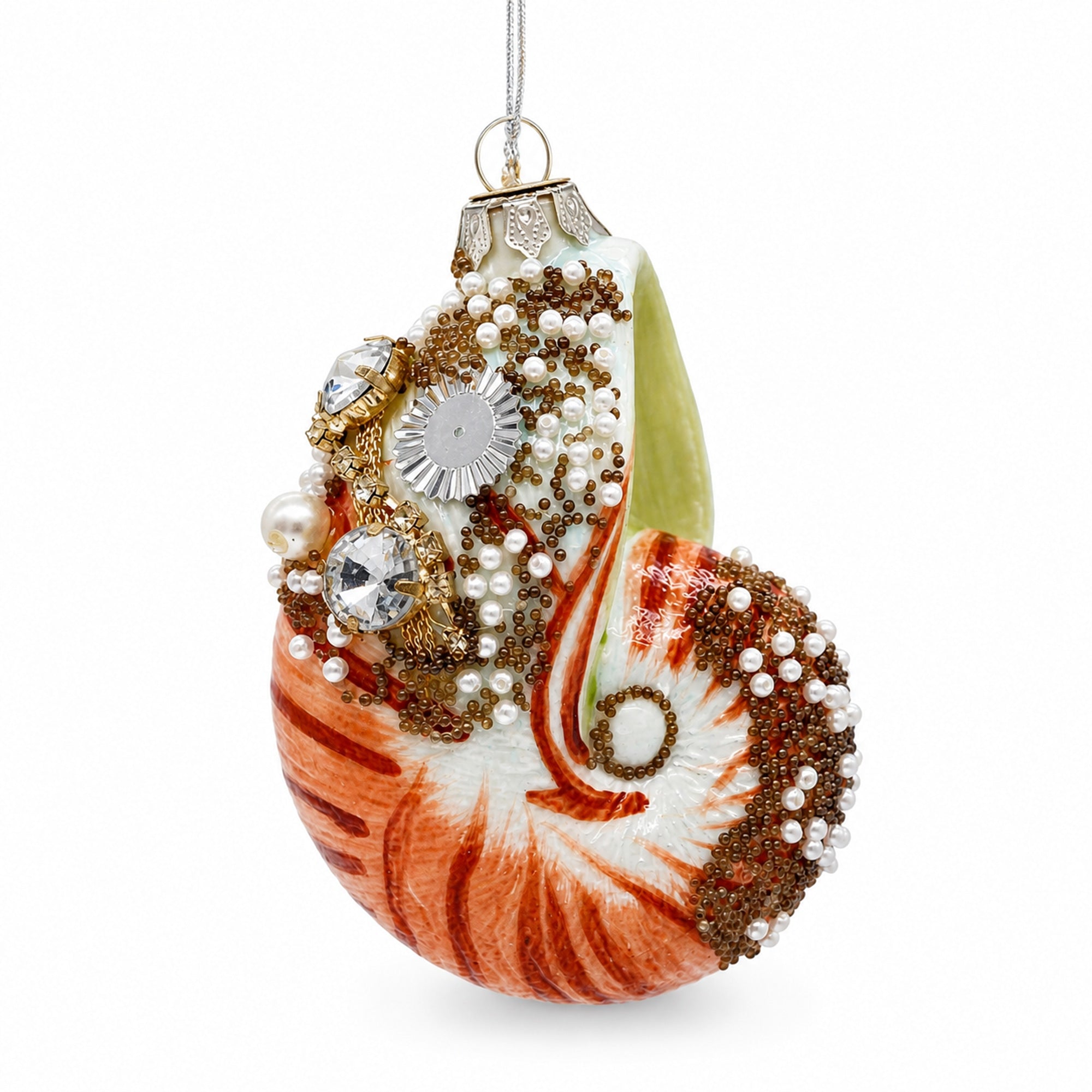 Conch Sea Snail Shell Glass Christmas Ornament