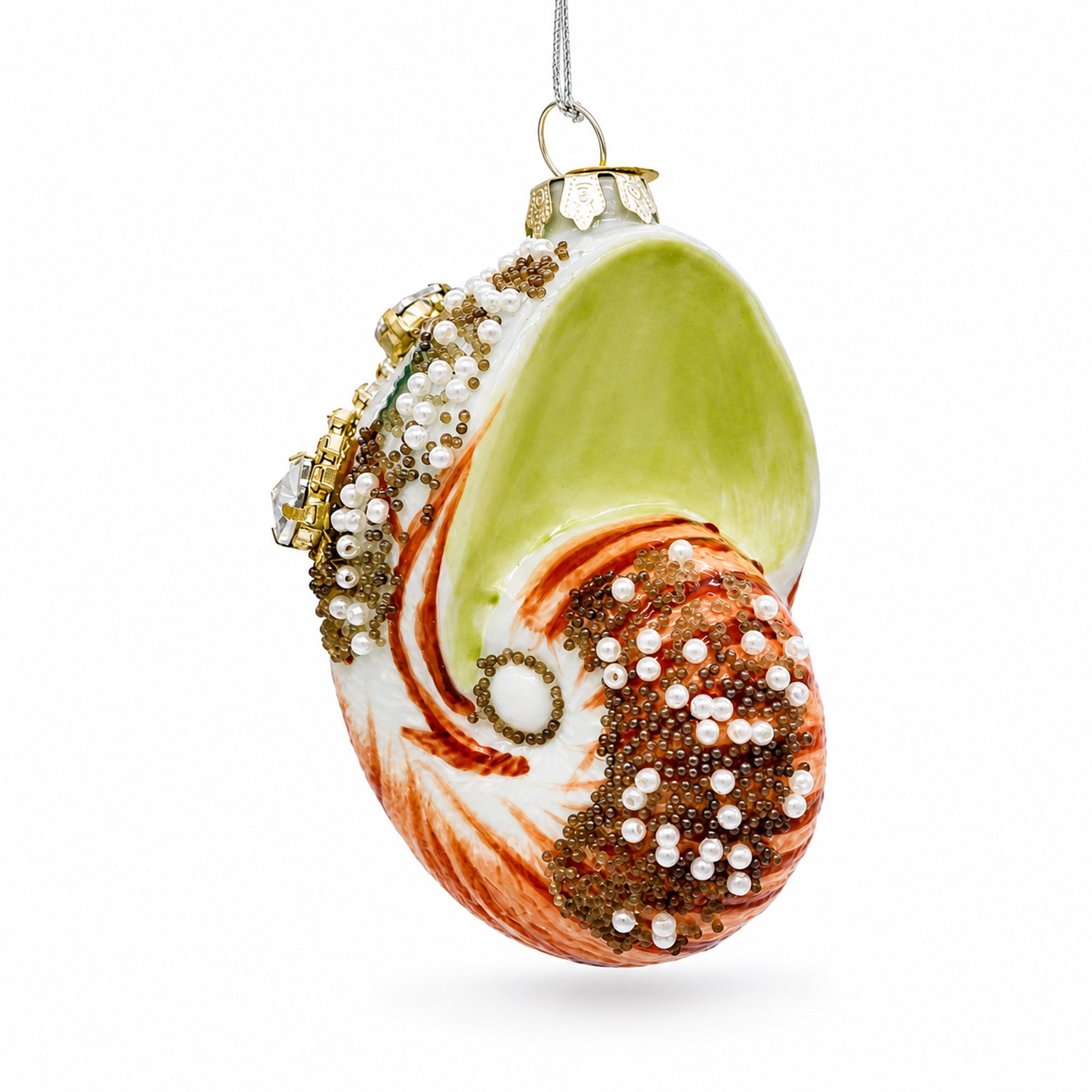 Conch Sea Snail Shell Glass Christmas Ornament