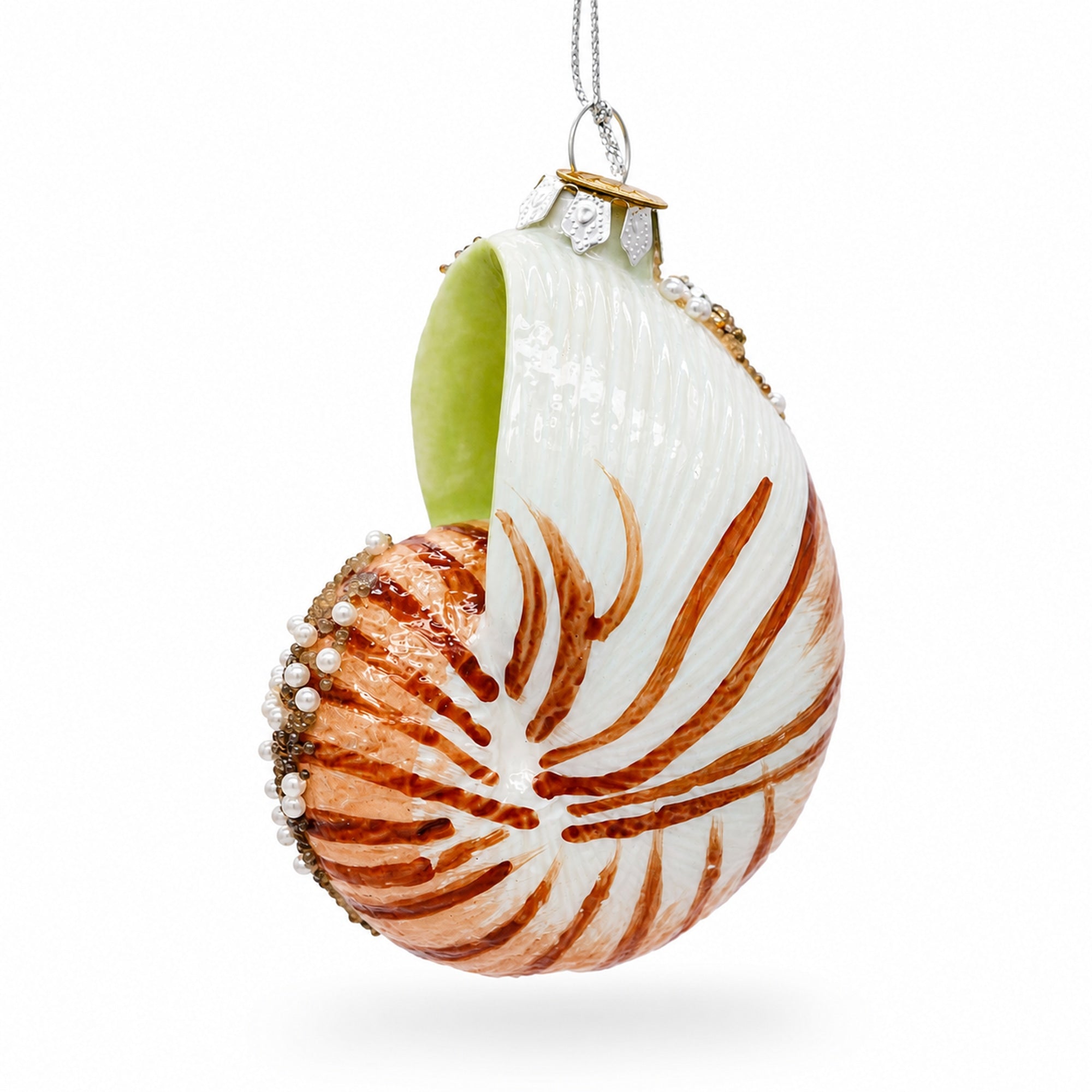 Conch Sea Snail Shell Glass Christmas Ornament