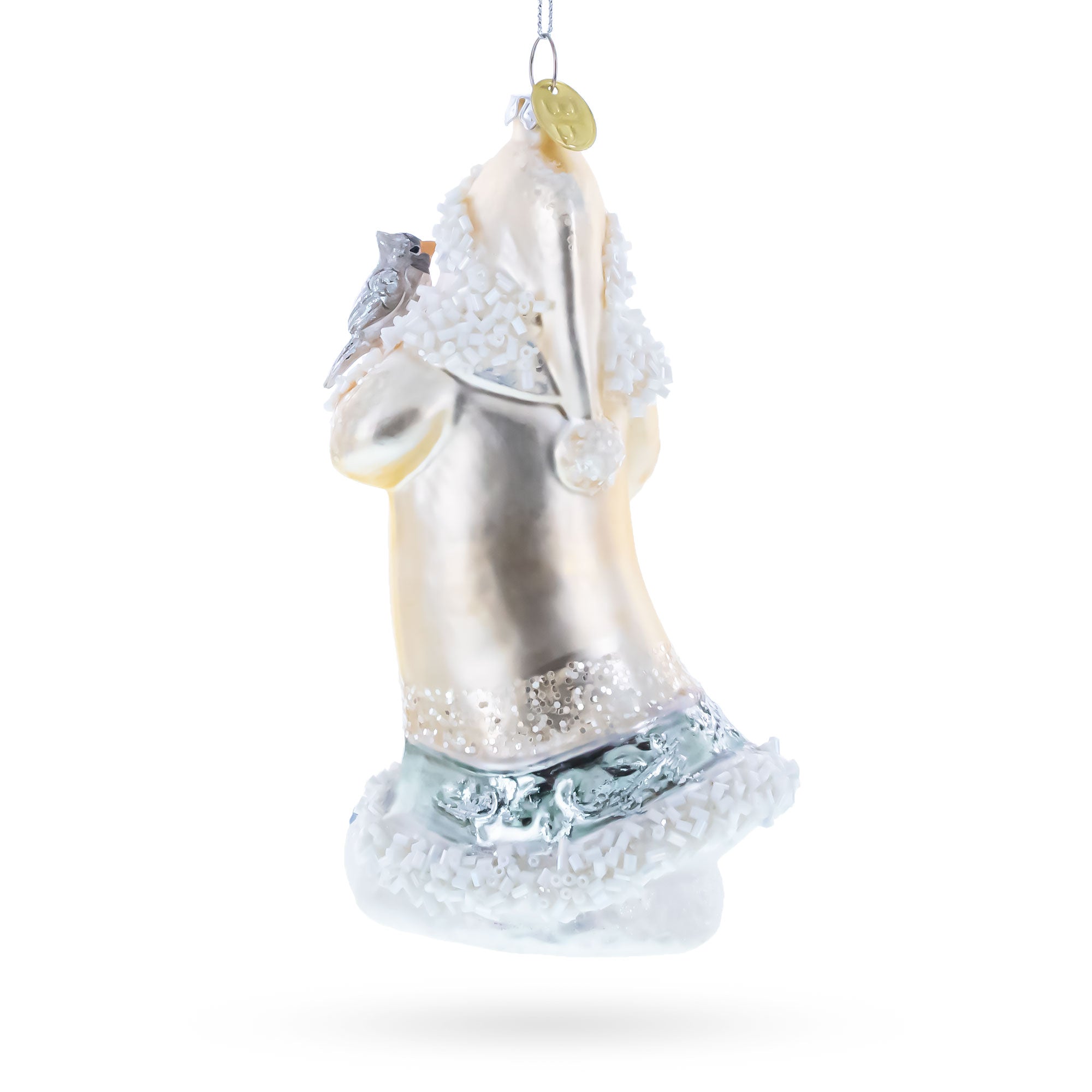 Woodland Santa with Forest Friends Glass Christmas Ornament