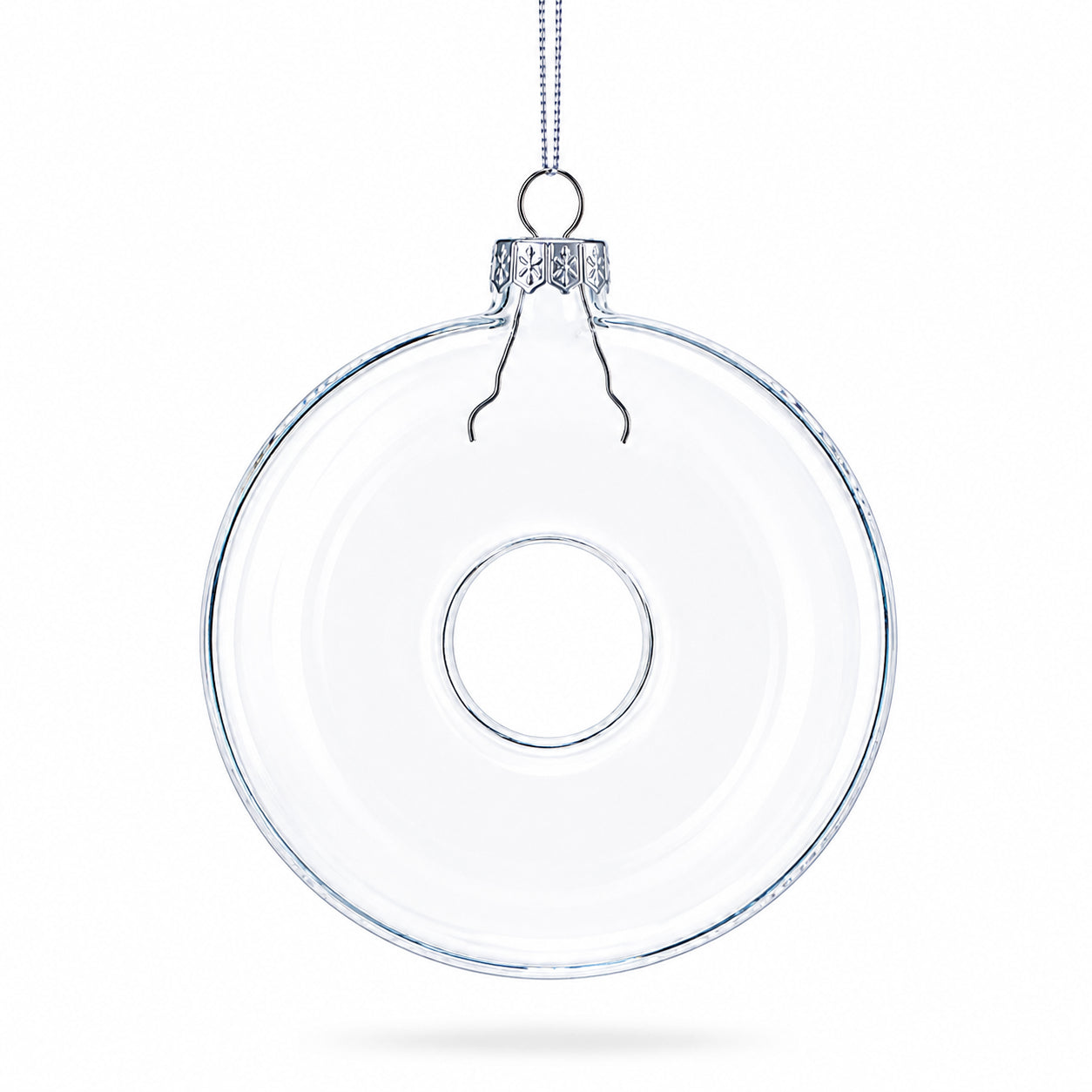 Doughnut Clear Glass Christmas Ornament