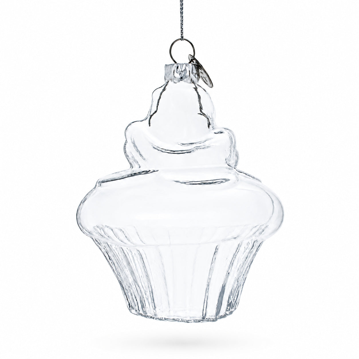 Cupcake Clear Glass Christmas Ornament