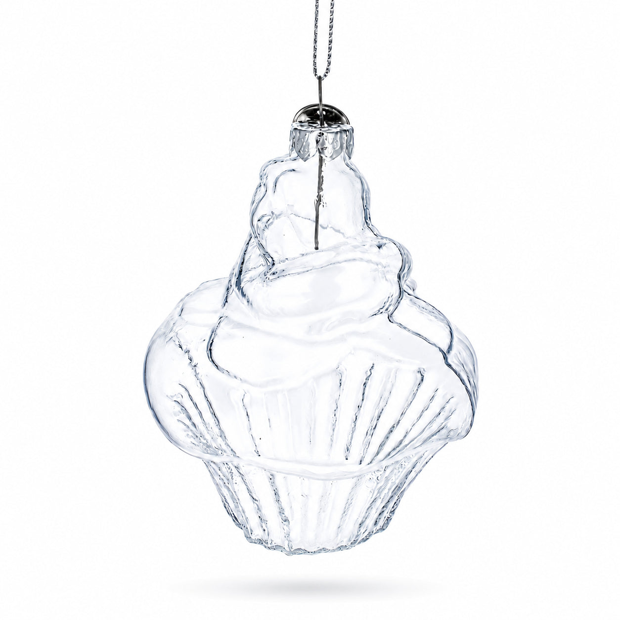 Cupcake Clear Glass Christmas Ornament