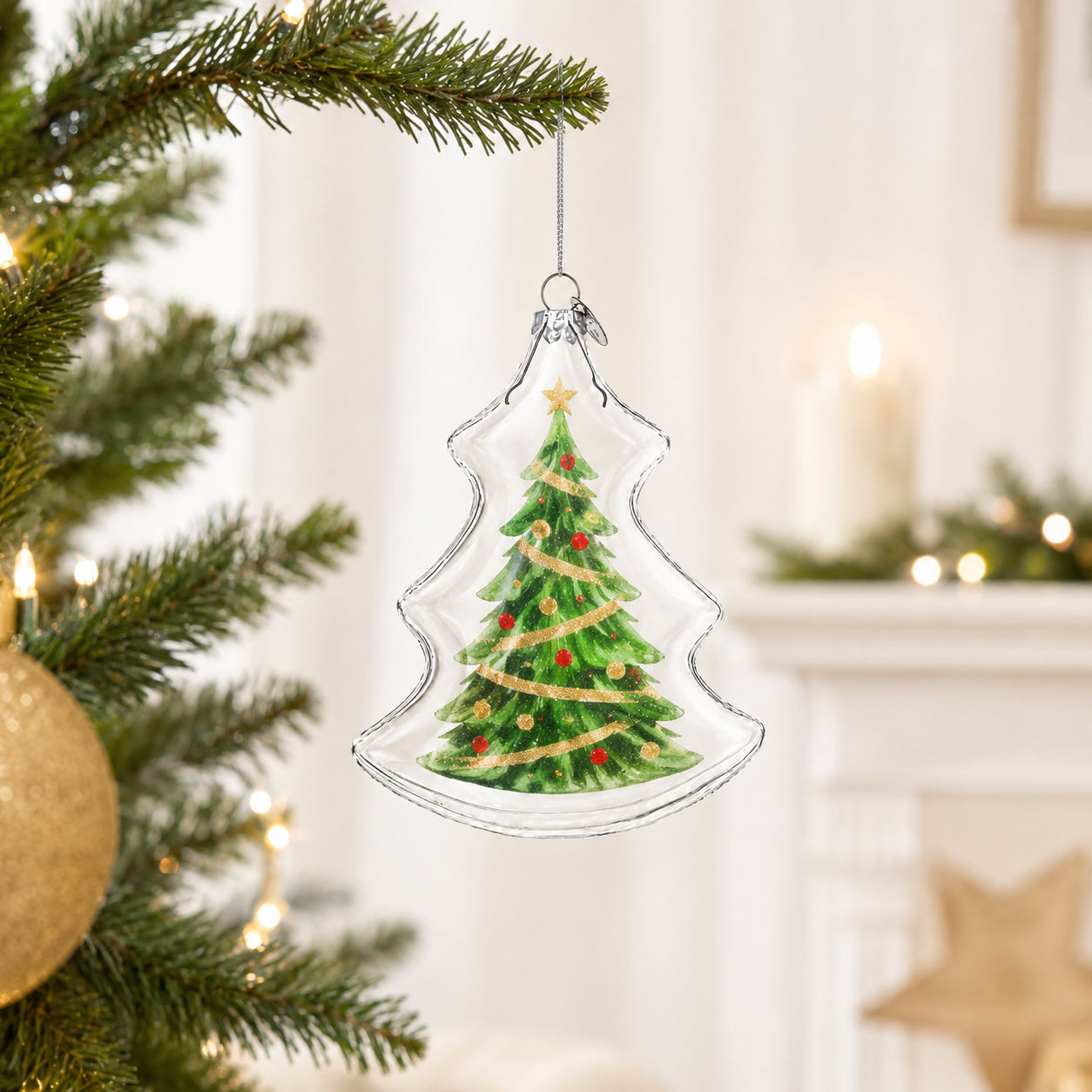Christmas Tree Clear Glass Christmas Ornament