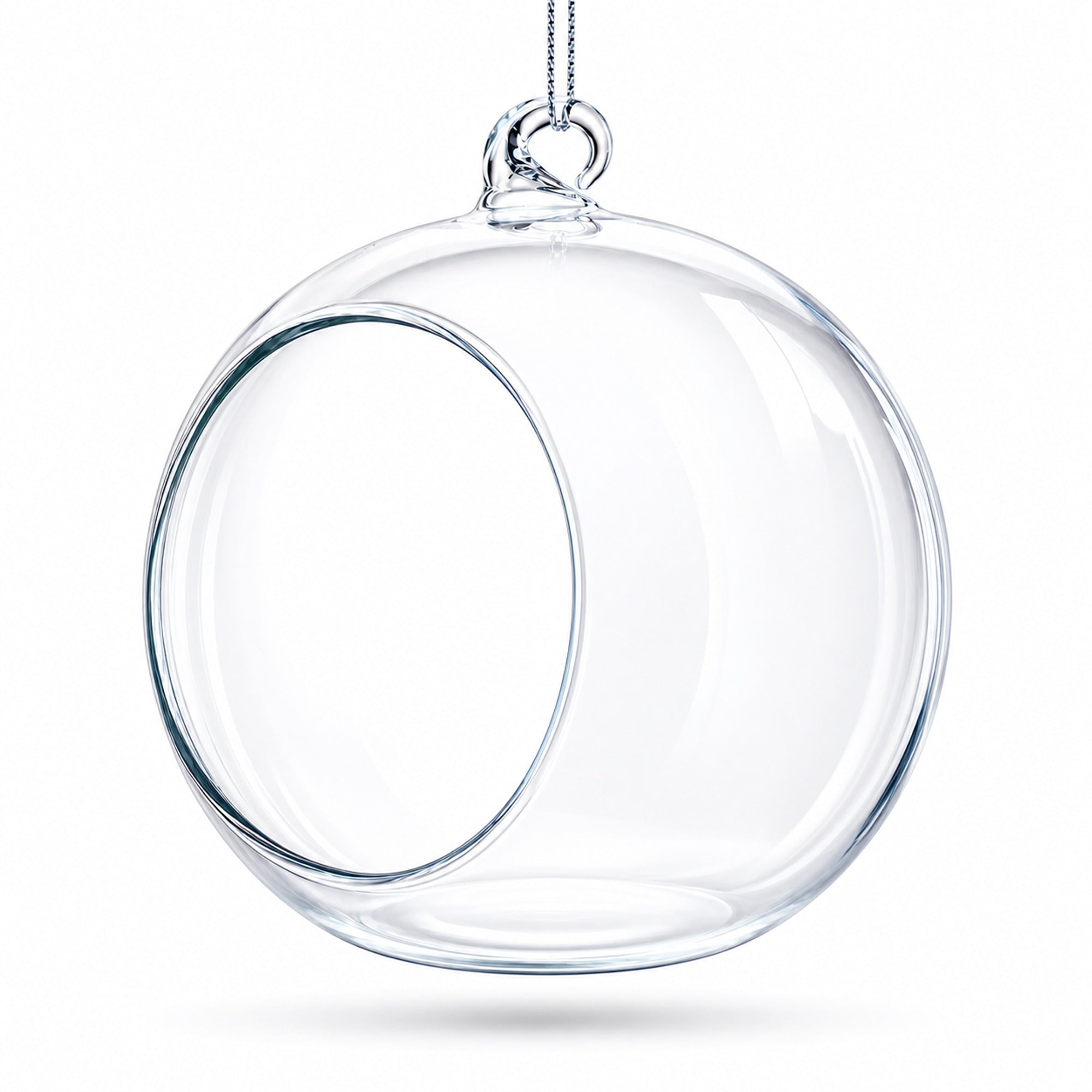 Spherical Openwork Clear Glass Christmas Ornament 4.5 Inches