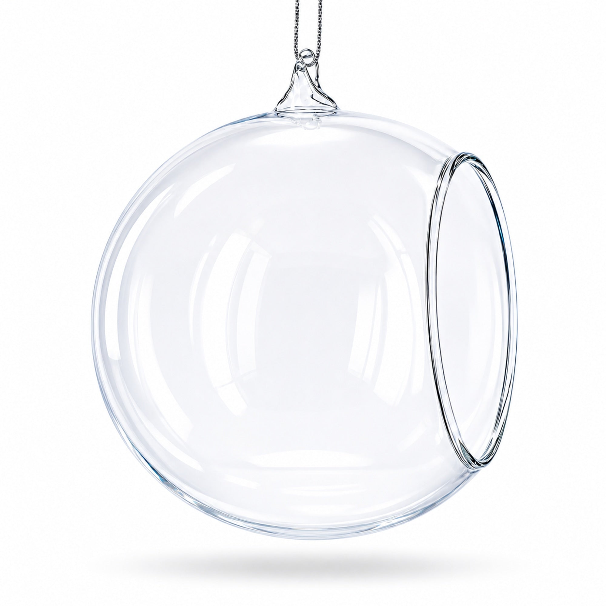 Spherical Openwork Clear Glass Christmas Ornament 4.5 Inches
