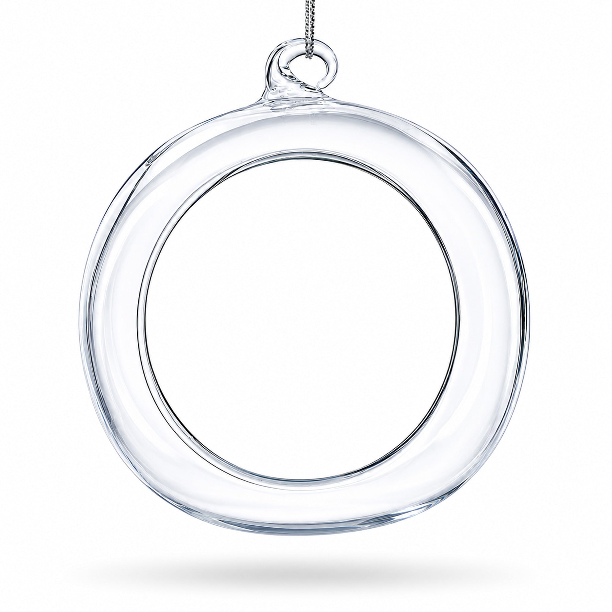 Spherical Openwork Clear Glass Christmas Ornament 4.5 Inches
