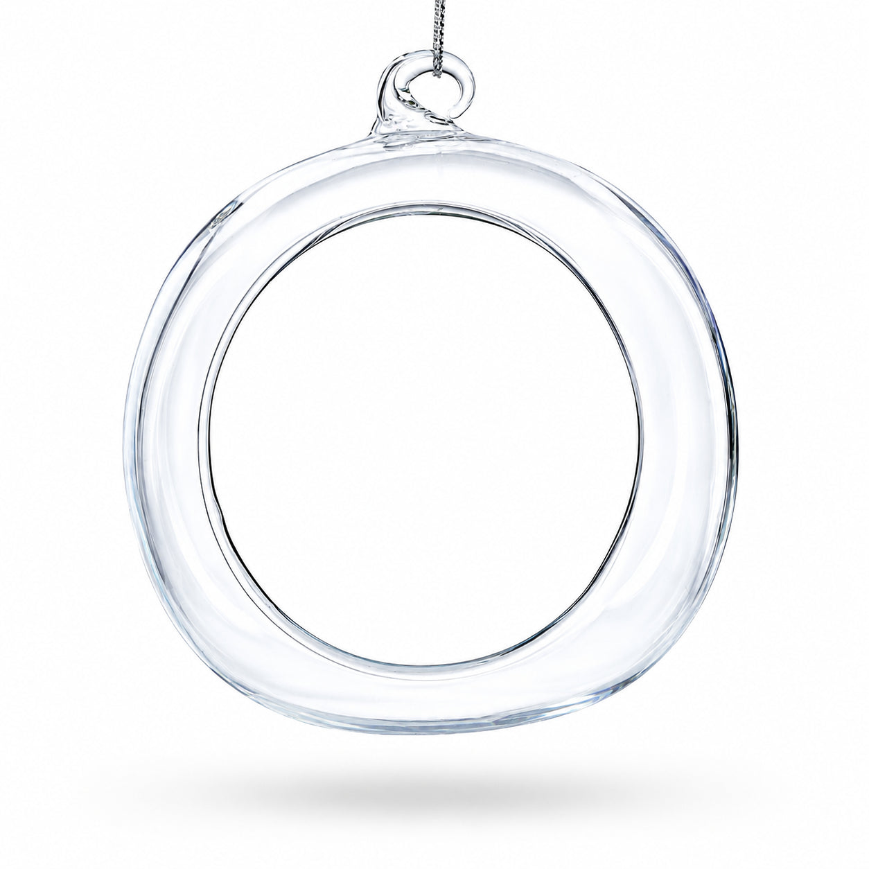 Spherical Openwork Clear Glass Christmas Ornament 4.5 Inches
