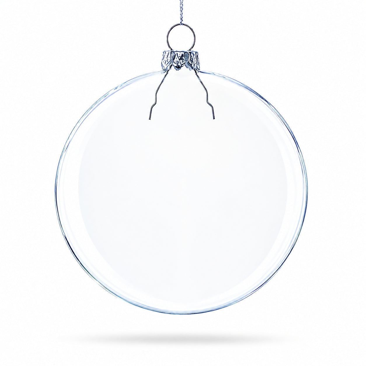 Set of 3 Clear Glass Flat Disc Medallion Christmas Ornaments