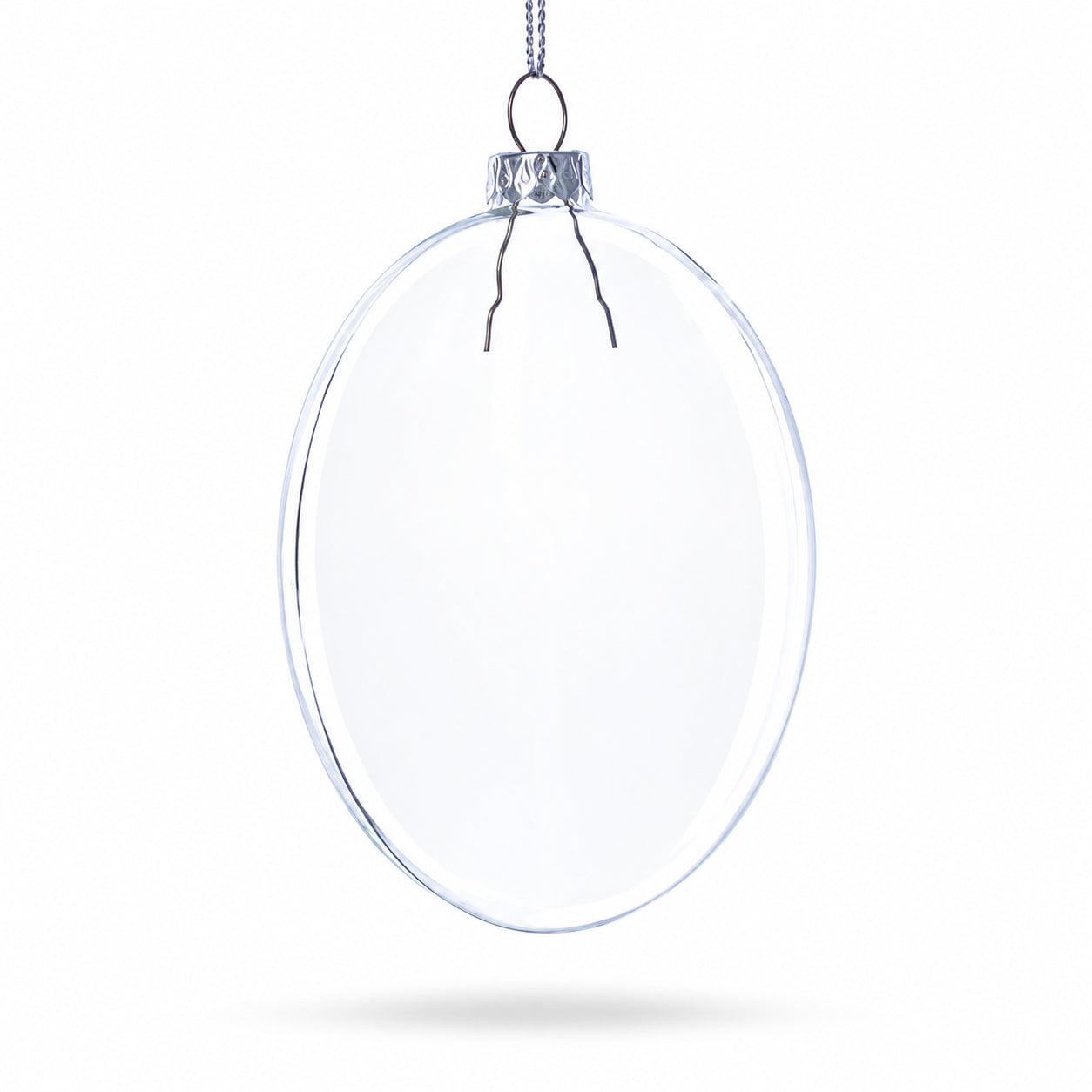 Set of 3 Clear Glass Flat Disc Medallion Christmas Ornaments