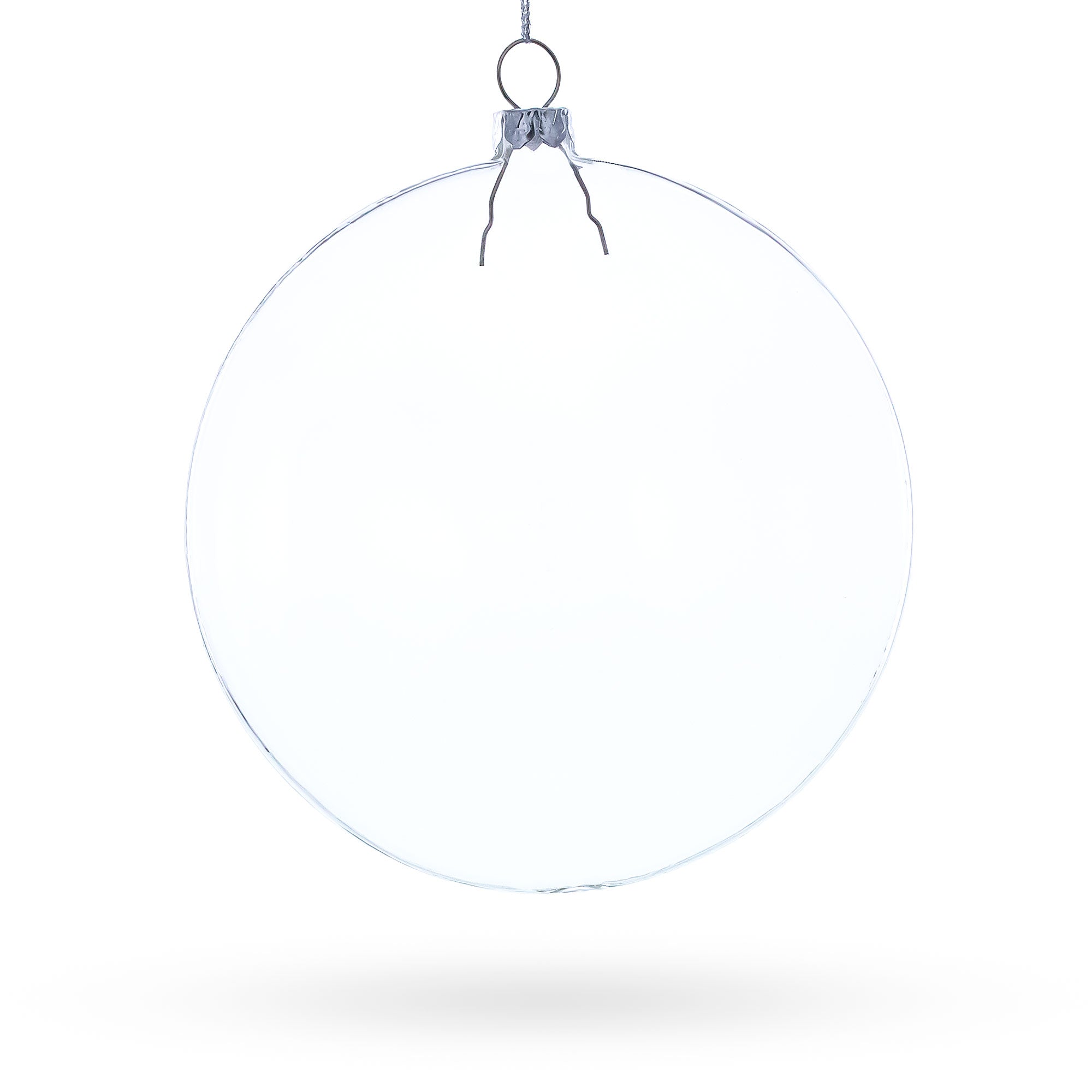 Set of 3 Flat Disc Clear Glass Christmas Ornaments 5.4 Inches