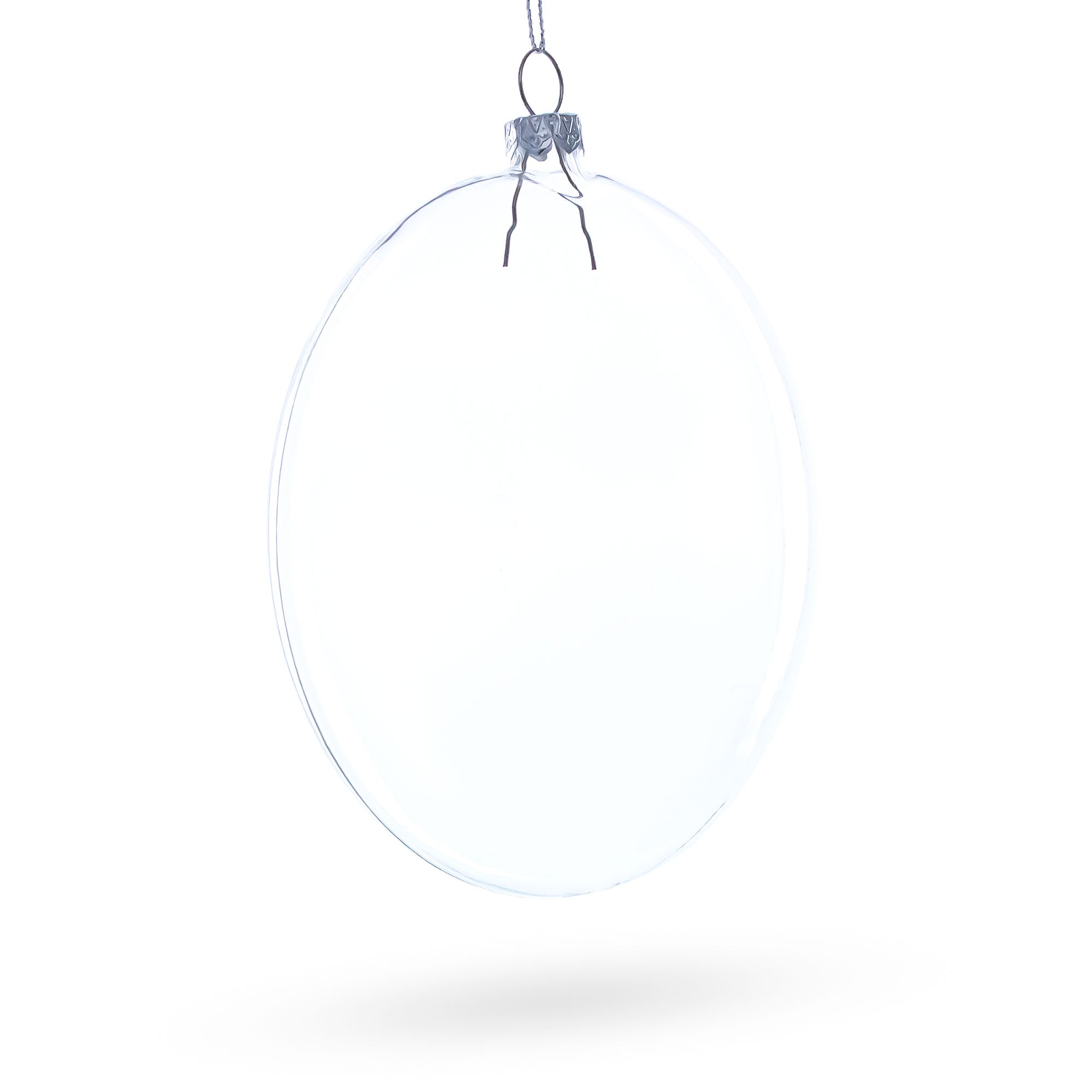 Set of 3 Flat Disc Clear Glass Christmas Ornaments 5.4 Inches