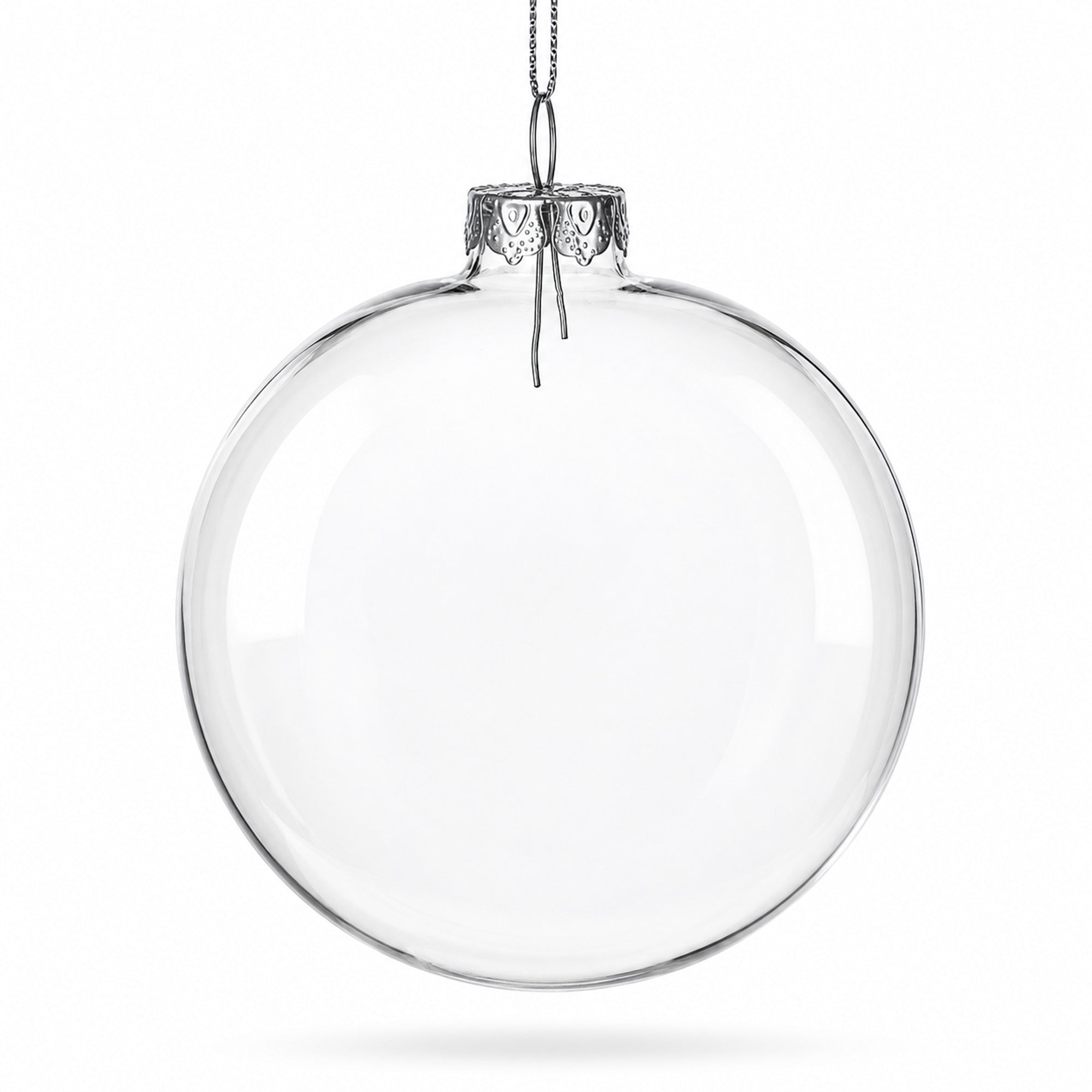 Set of 3 Clear Glass Ball Christmas Ornaments 4.7 Inches