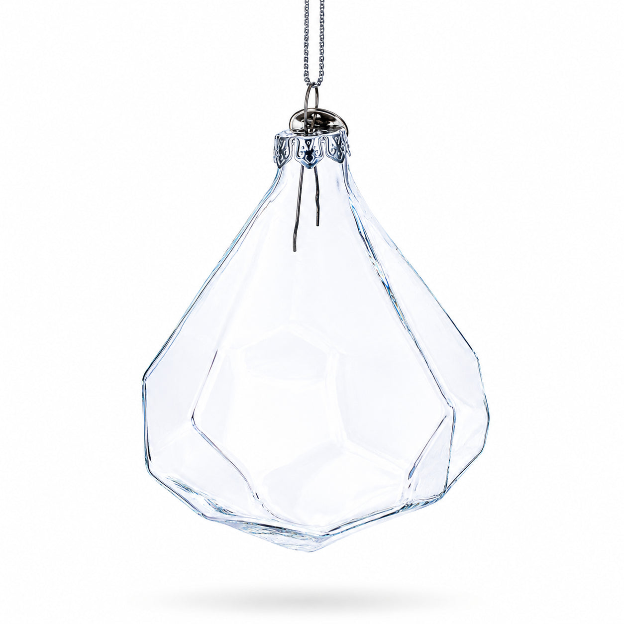 Diamond Shape Clear Glass Christmas Ornament 3.6 Inches