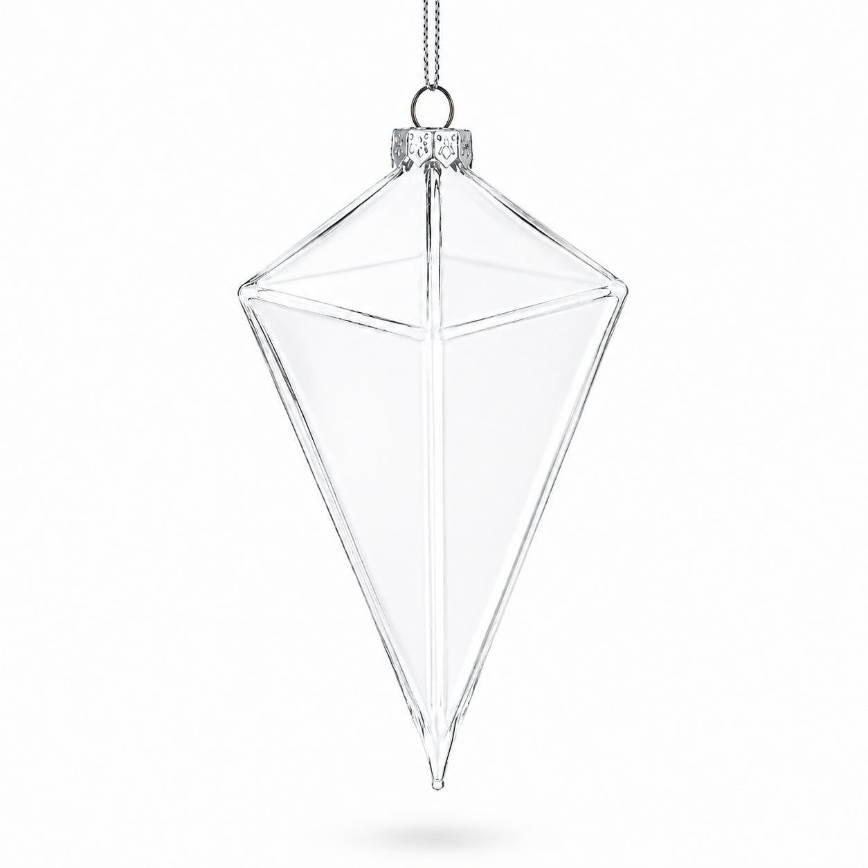 Diamond Clear Glass Christmas Ornament 3.6 Inches