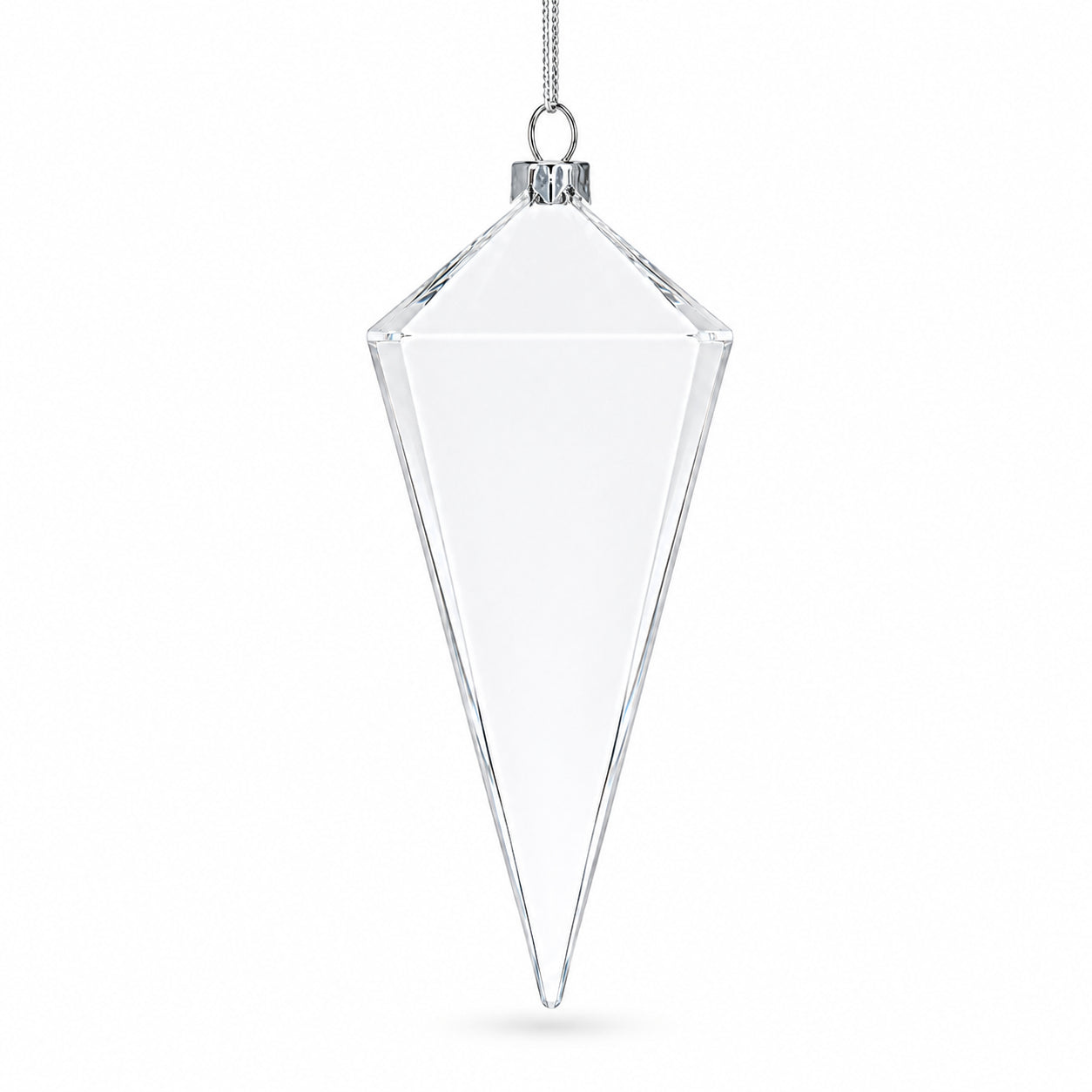 Diamond Clear Glass Christmas Ornament 3.6 Inches