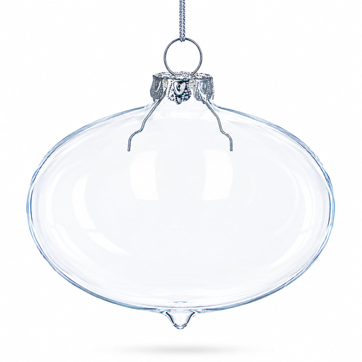 Set of 3 Onion Shape Clear Glass Christmas Ornament 4.15 Inches