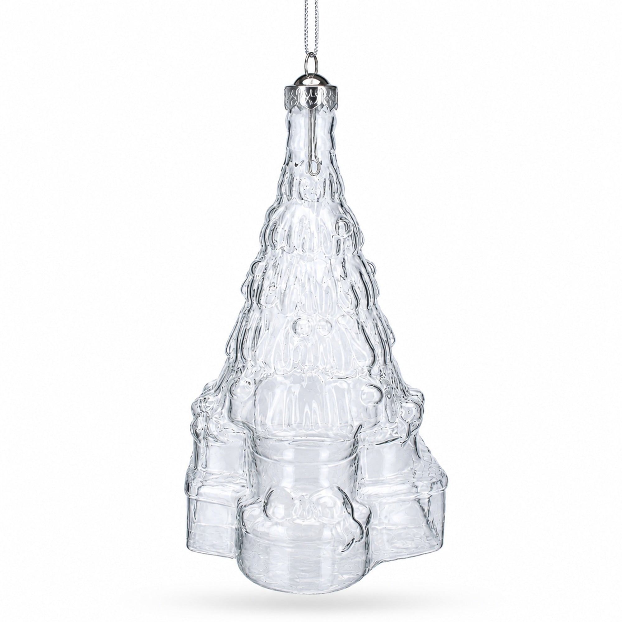 Gifts by Christmas Tree Clear Glass Christmas Ornament.