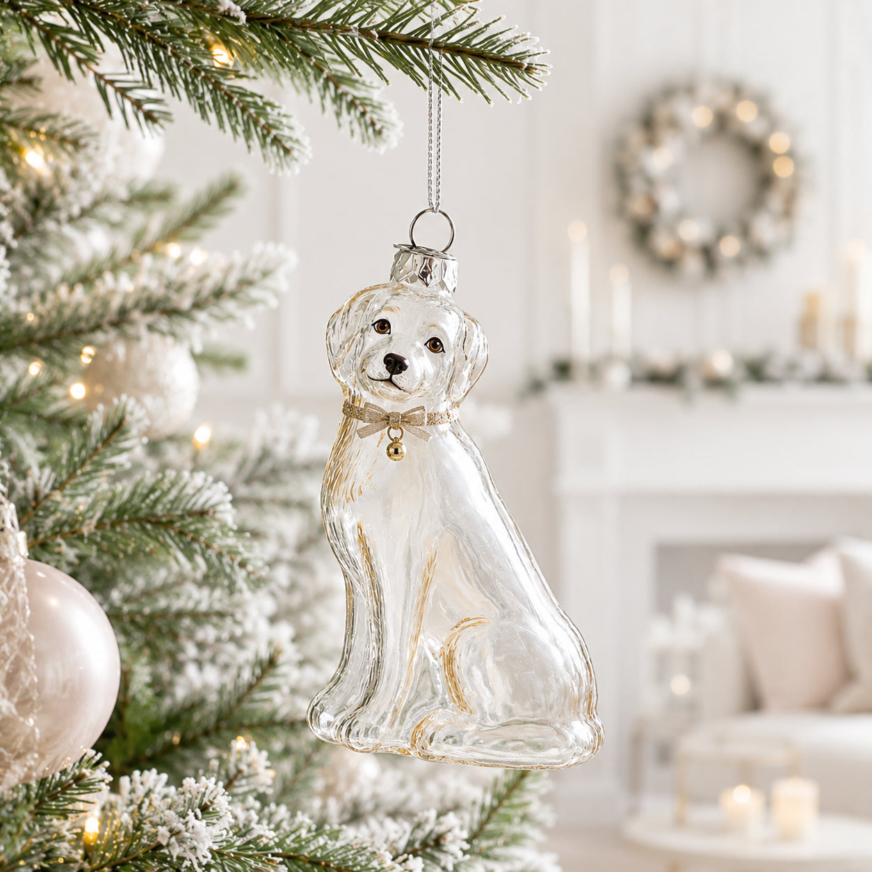Transparent Dog Clear Glass Christmas Ornament