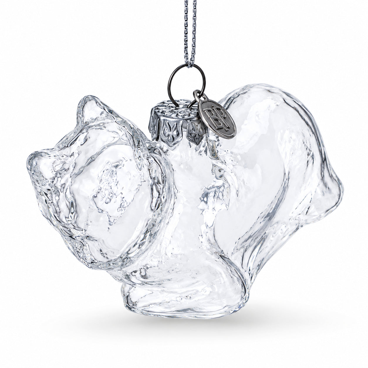 Cat in Scarf Clear Glass Christmas Ornament