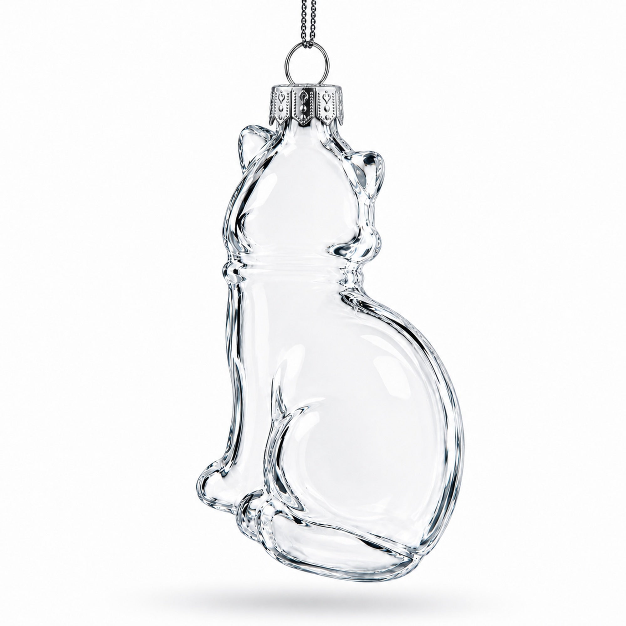 Cat Clear Glass Christmas Ornament