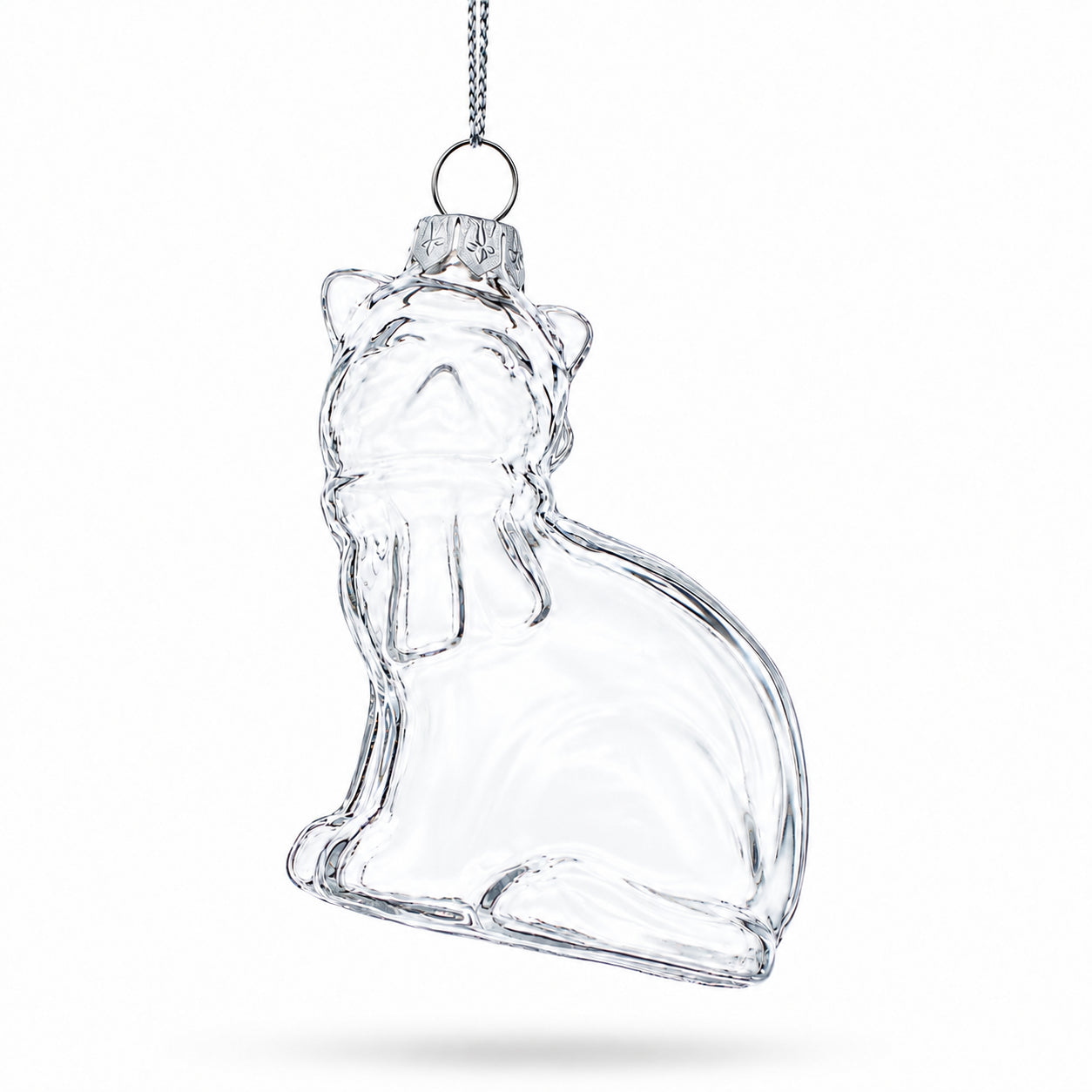 Cat Clear Glass Christmas Ornament